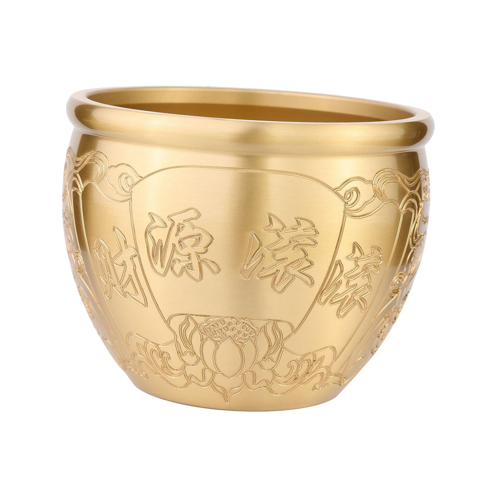 Brass Feng Shui Bowl Money Jar Fortune Cylinder for Party Desktop Decor