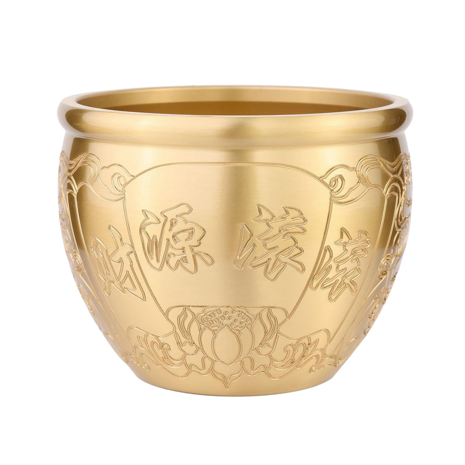 Brass Feng Shui Bowl Money Jar Fortune Cylinder for Party Desktop Decor