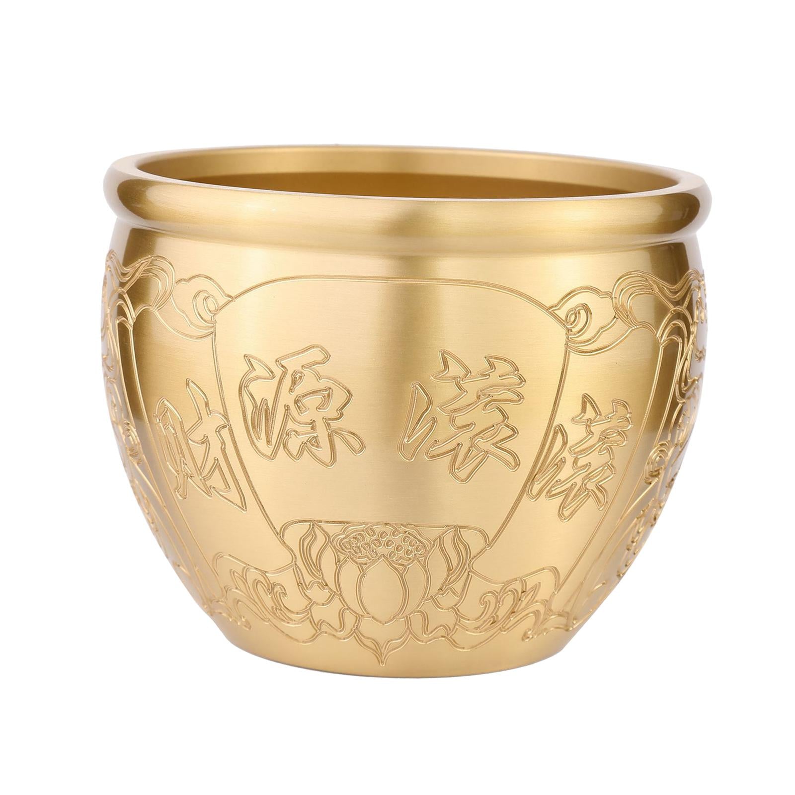 Brass Feng Shui Bowl Money Jar Fortune Cylinder for Party Desktop Decor