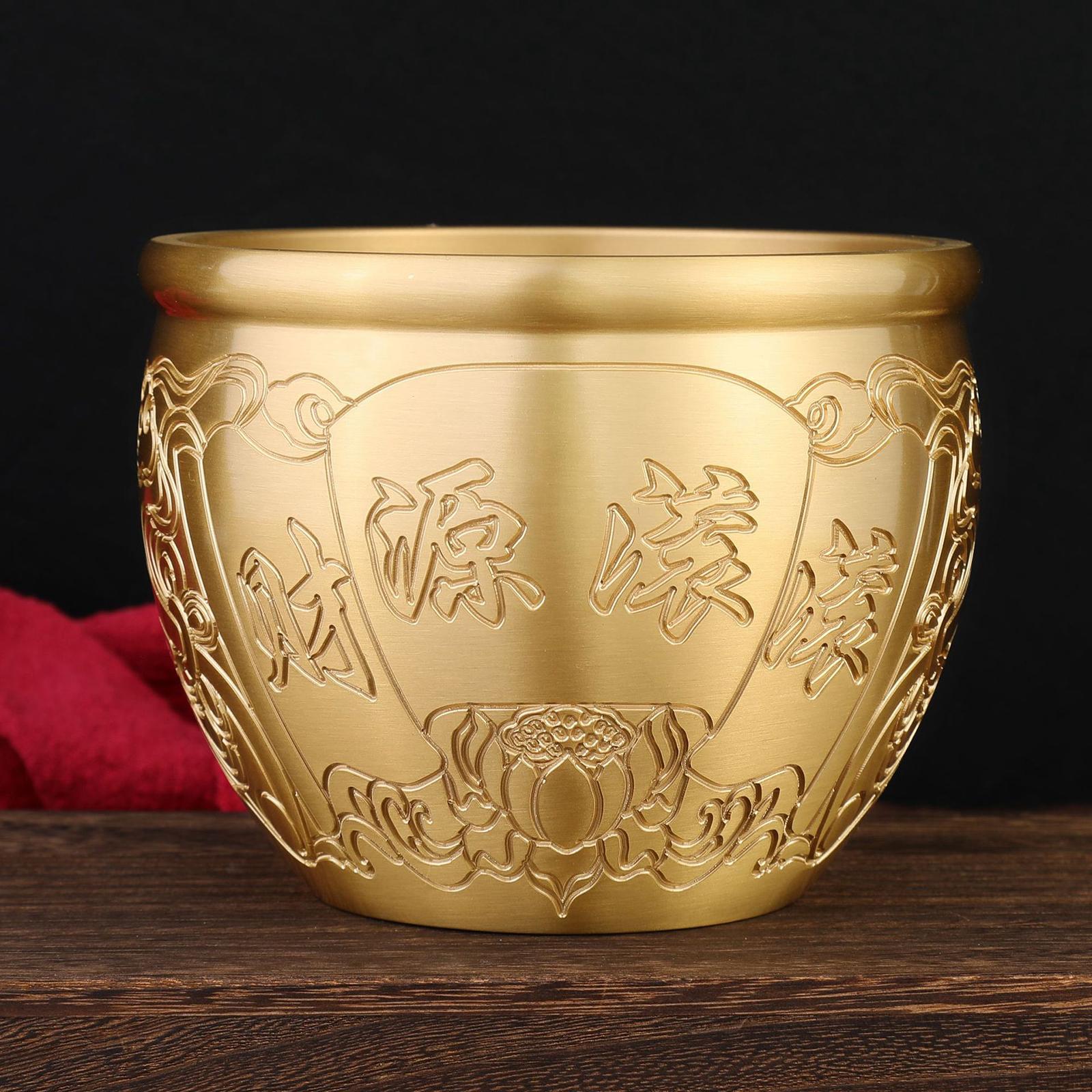 Brass Feng Shui Bowl Money Jar Fortune Cylinder for Party Desktop Decor