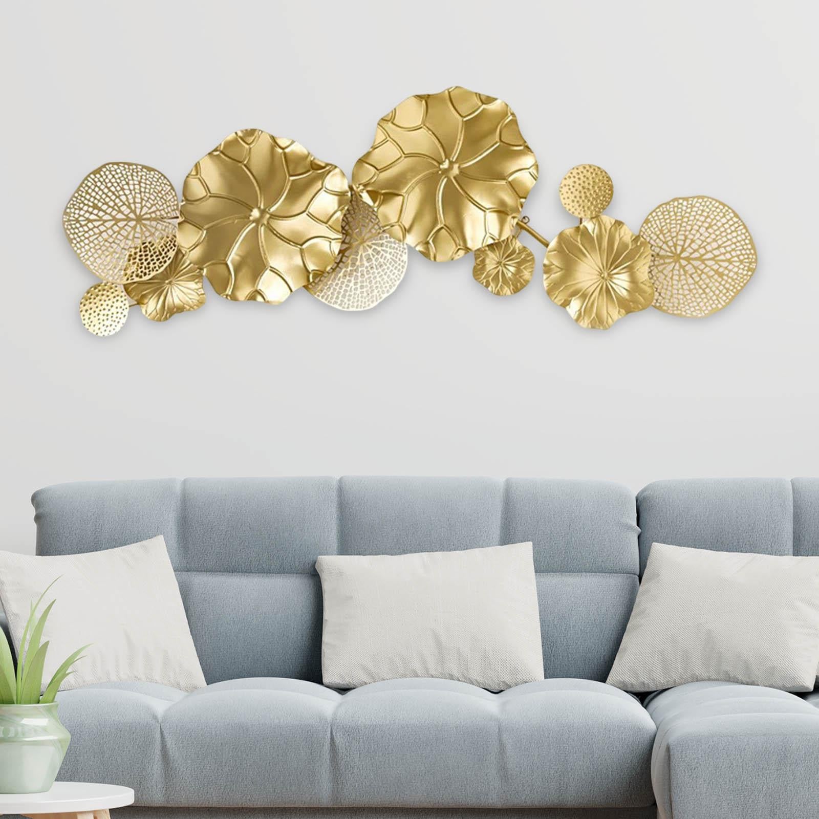 Minimalist Lotus Leaves Sculpture Bathroom Decoration Leaf Metal Wall Decor 117.5cmx46cm