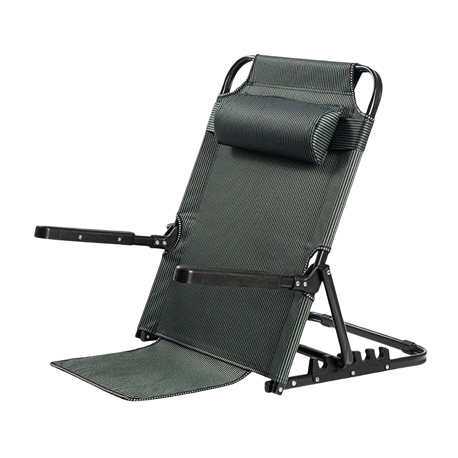 Lifting Bed Backrest Folding for Adult Adjustable Angle Back Rest Steel large 7 Gears Armrest Green Texture