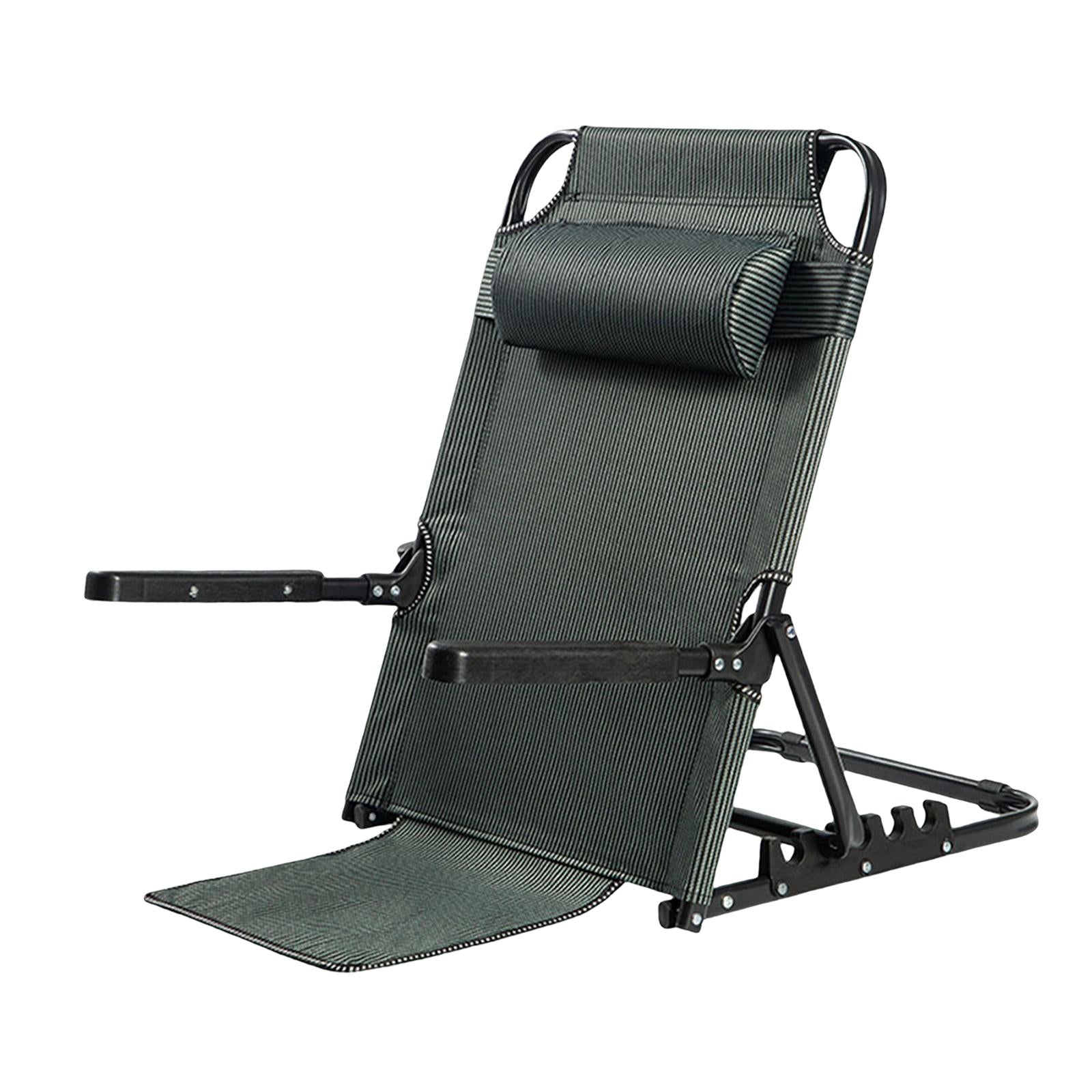 Lifting Bed Backrest Folding for Adult Adjustable Angle Back Rest Steel large 7 Gears Armrest Green Texture