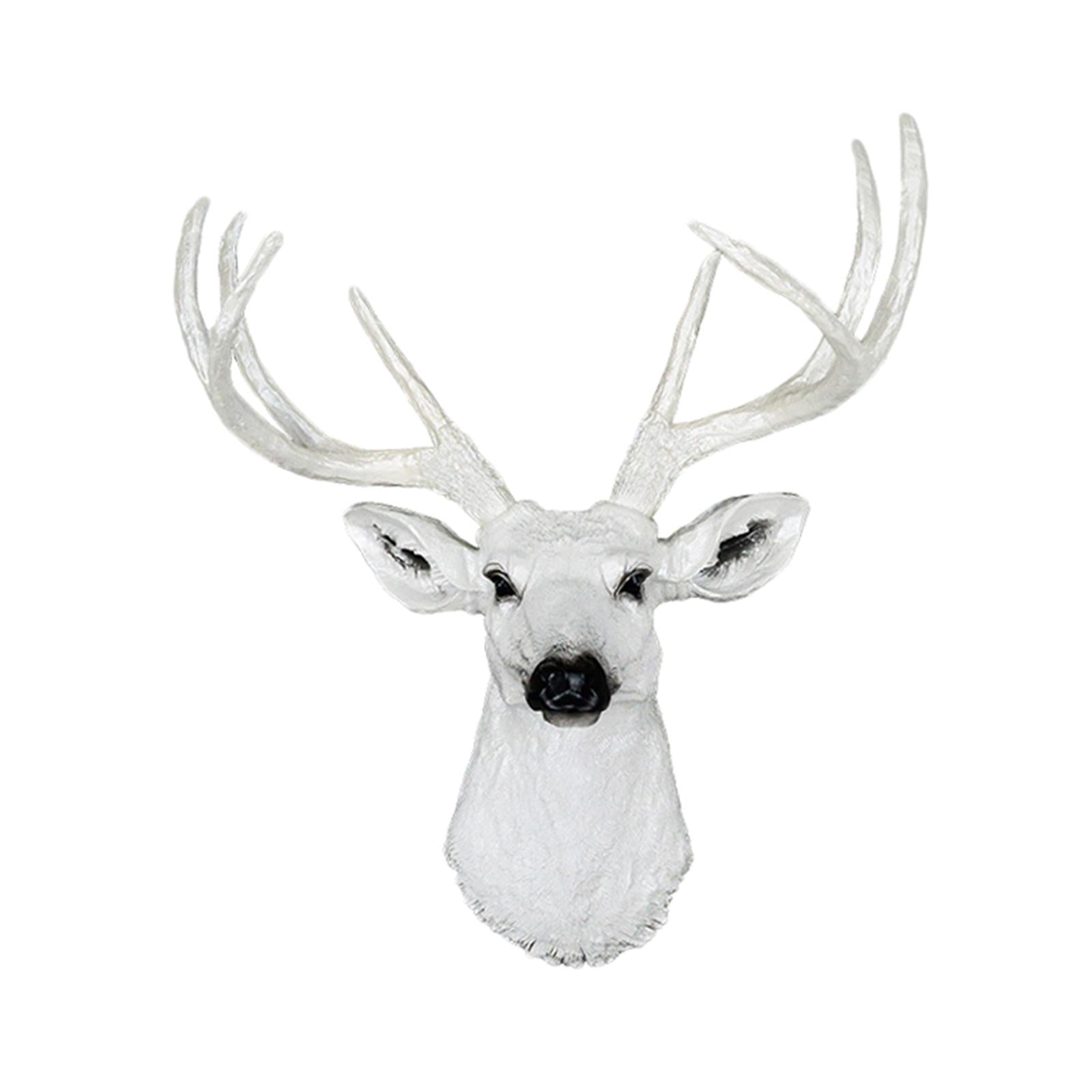 Wall Mount Deer Head Statue Collection Sculpture for Living Room Farmhouse White