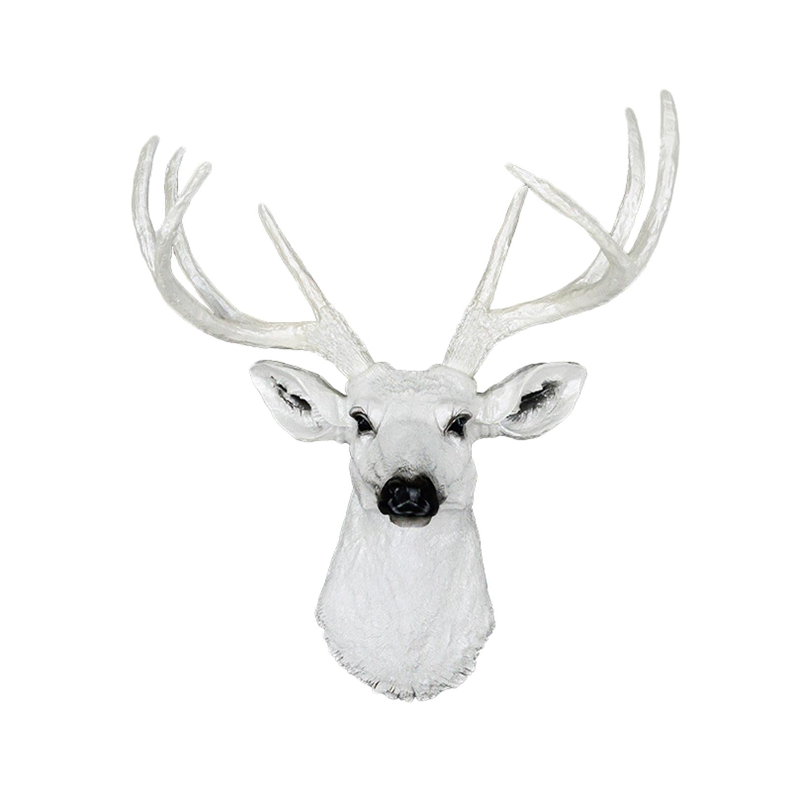 Wall Mount Deer Head Statue Collection Sculpture for Living Room Farmhouse White