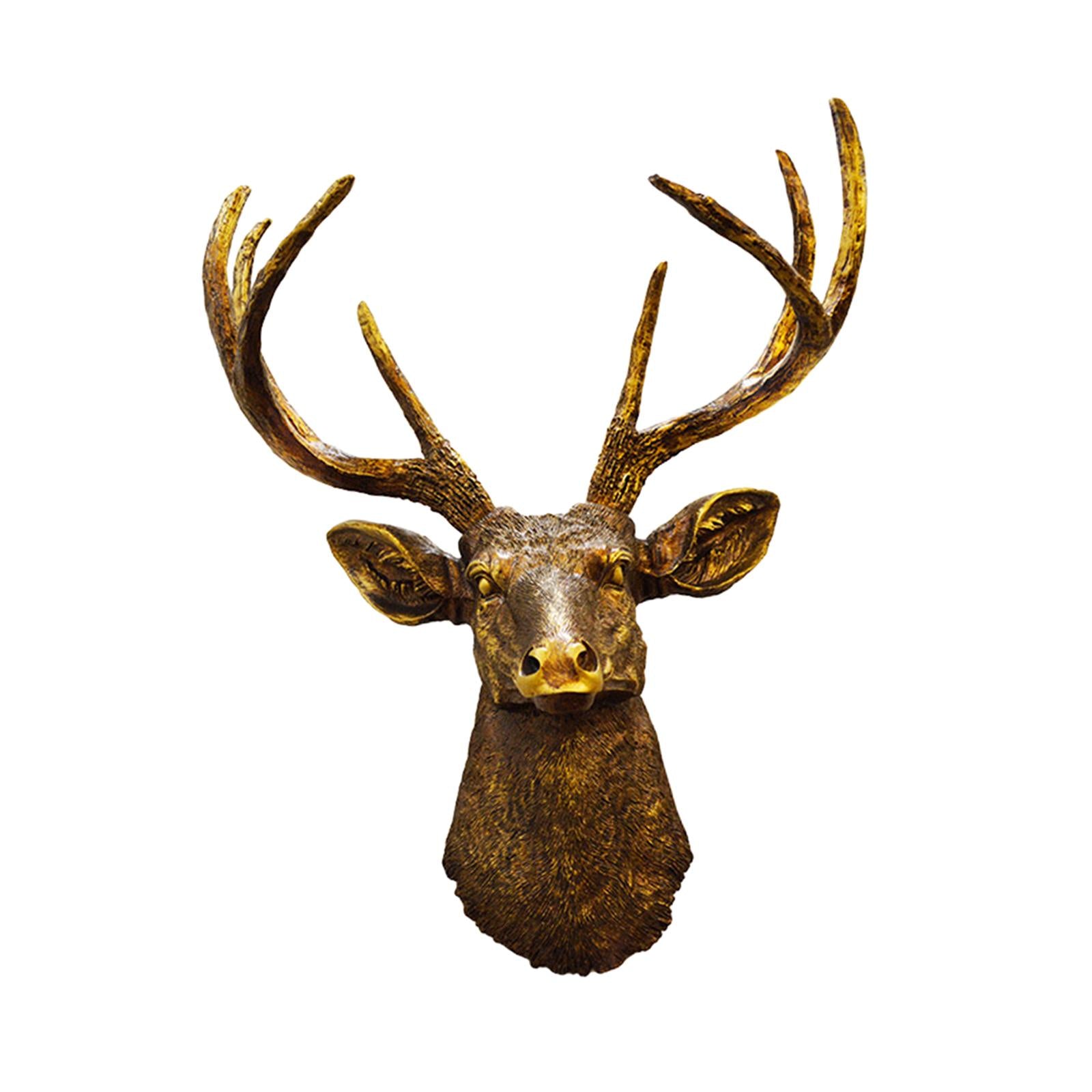 Wall Mount Deer Head Statue Collection Sculpture for Living Room Farmhouse Aureate