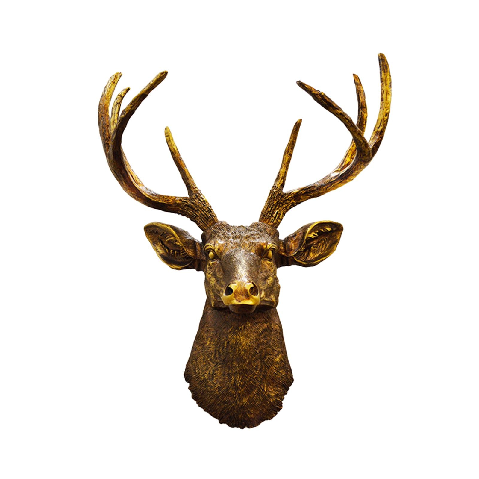 Wall Mount Deer Head Statue Collection Sculpture for Living Room Farmhouse Aureate