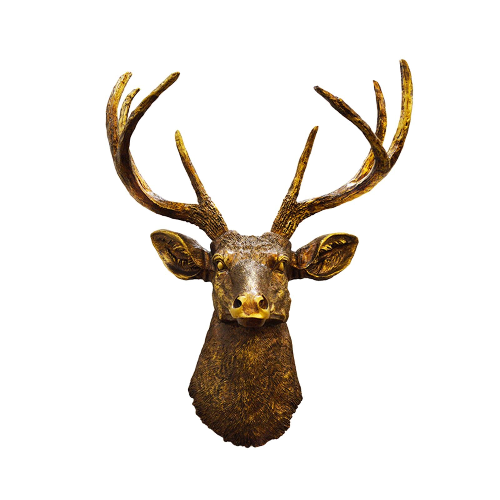 Wall Mount Deer Head Statue Collection Sculpture for Living Room Farmhouse Aureate