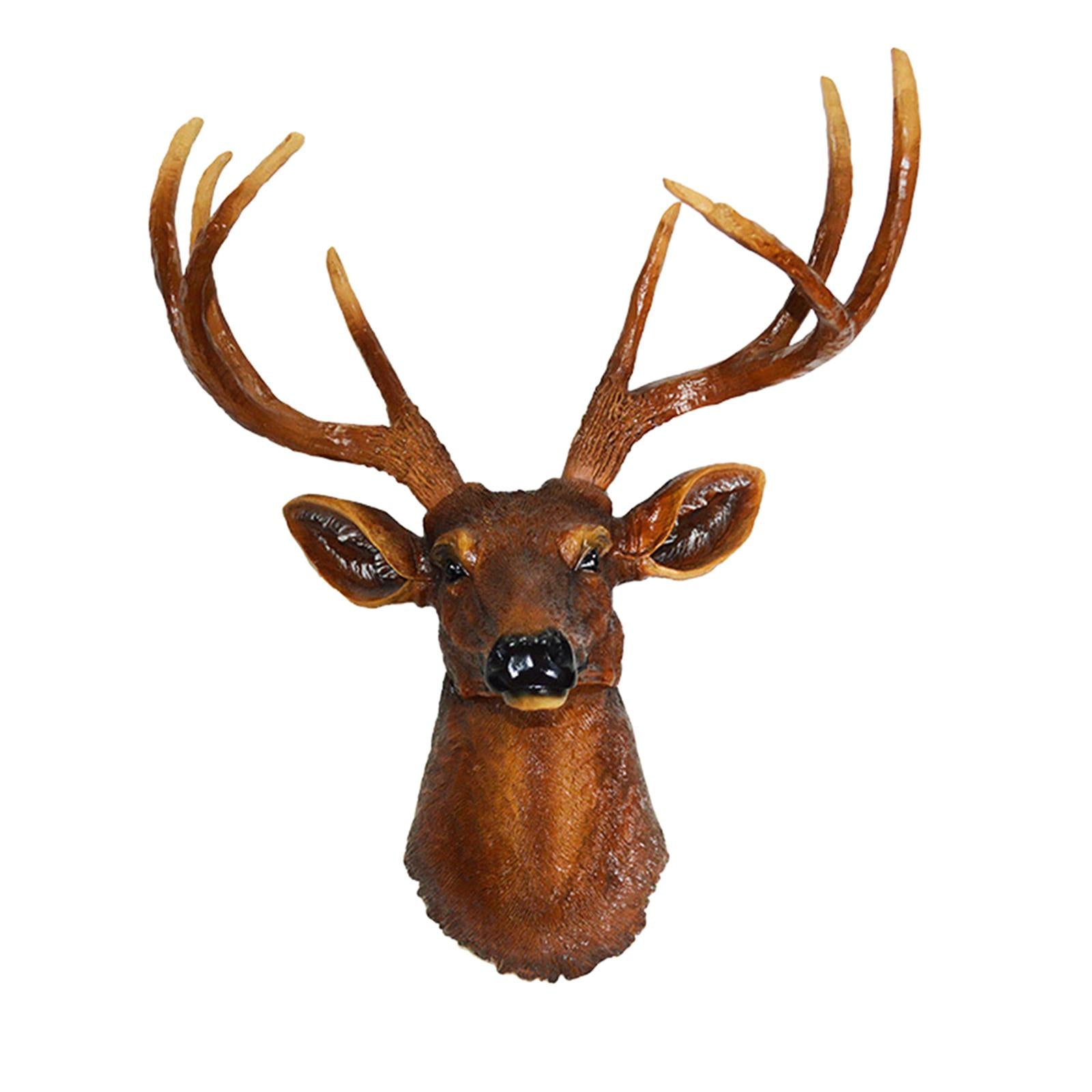 Wall Mount Deer Head Statue Collection Sculpture for Living Room Farmhouse Brown