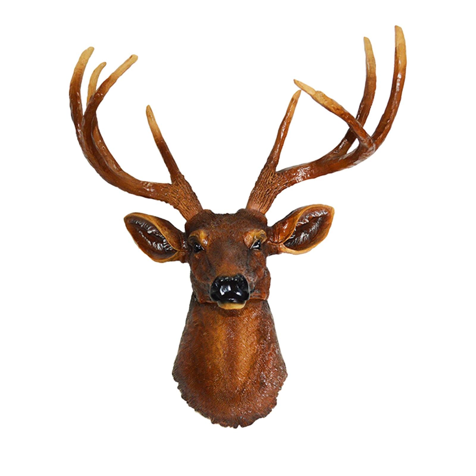 Wall Mount Deer Head Statue Collection Sculpture for Living Room Farmhouse Brown