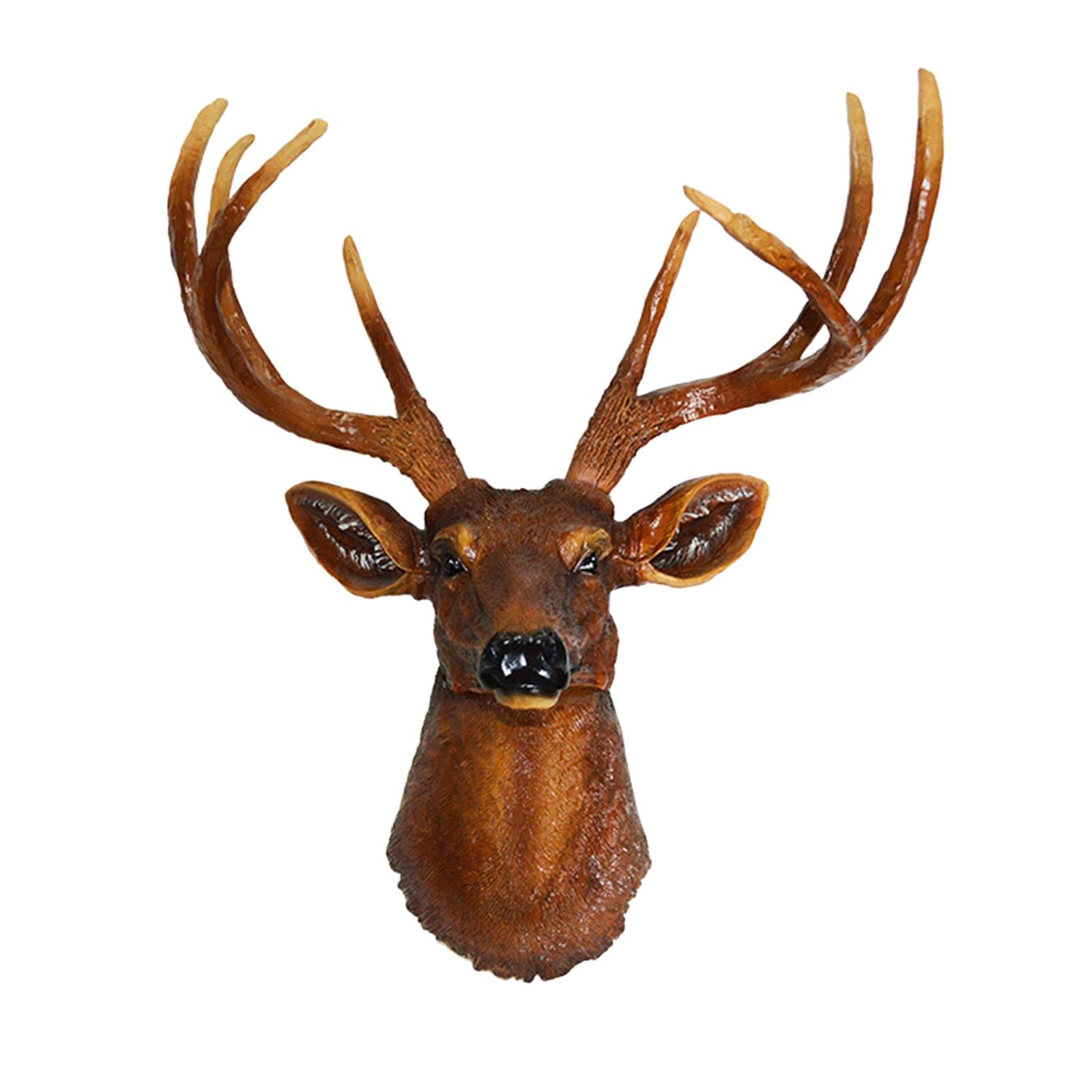 Wall Mount Deer Head Statue Collection Sculpture for Living Room Farmhouse Brown