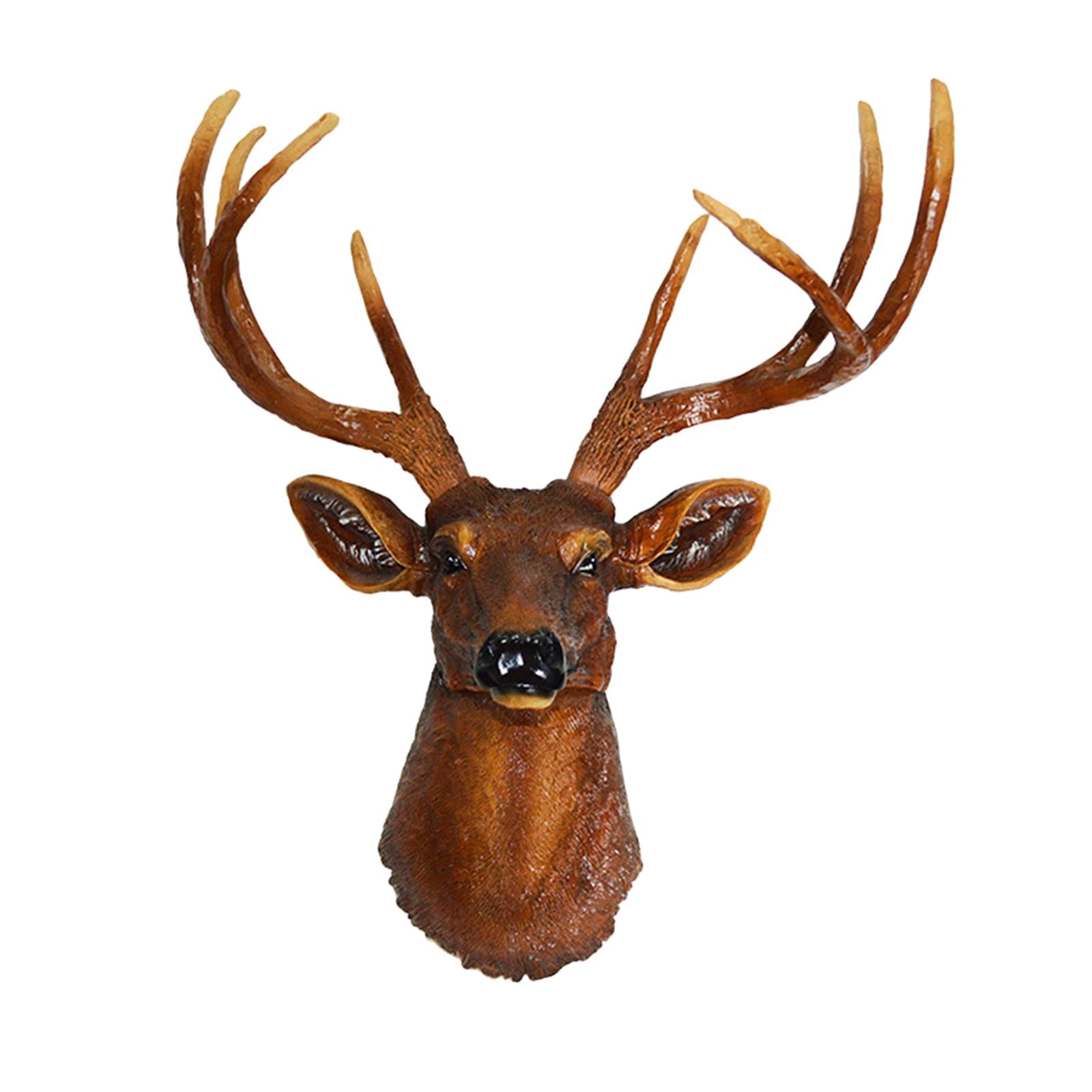 Wall Mount Deer Head Statue Collection Sculpture for Living Room Farmhouse Brown