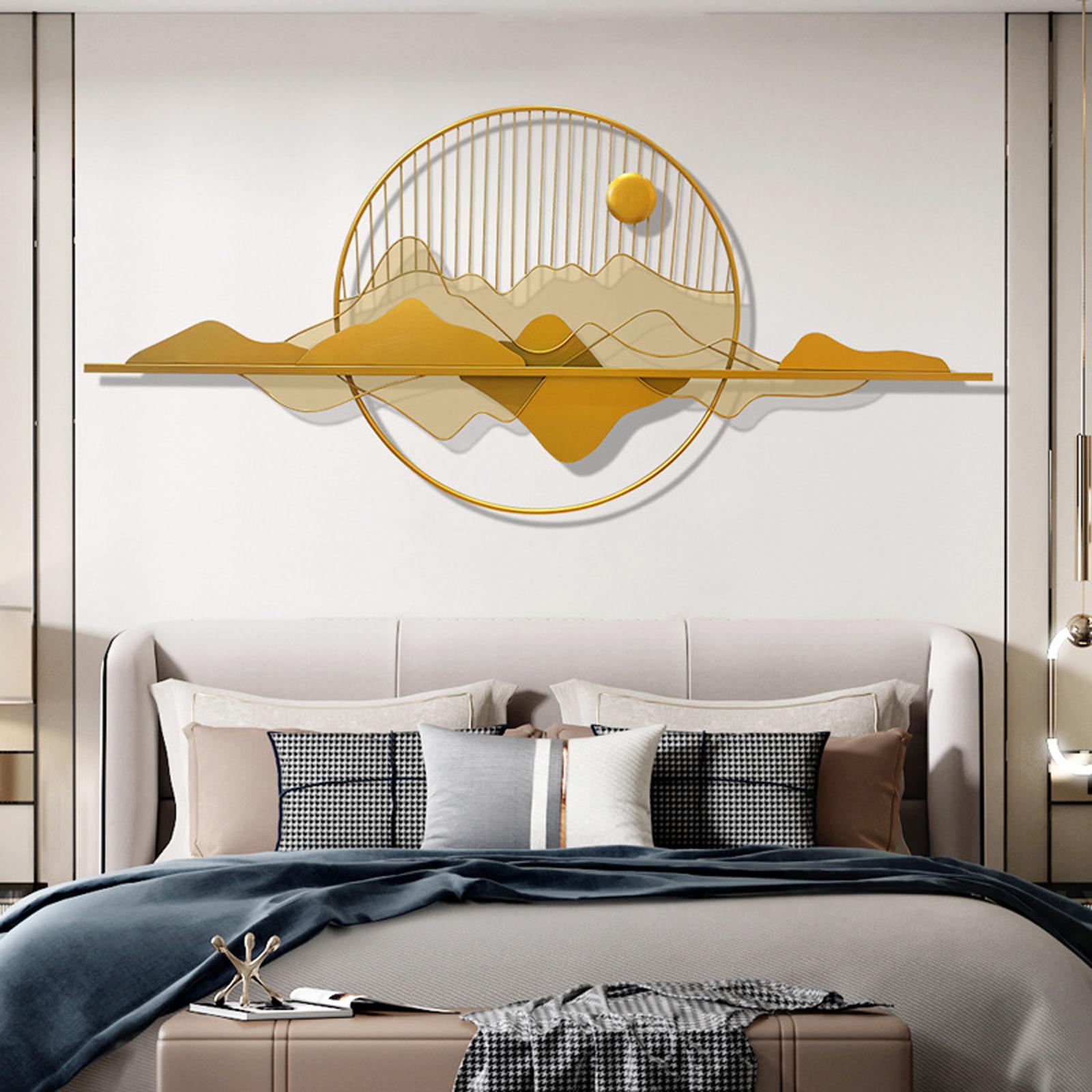 Mountain Scene Metal Wall Decor Minimalist Line Wall Art for Sofa Backdrop L Style A