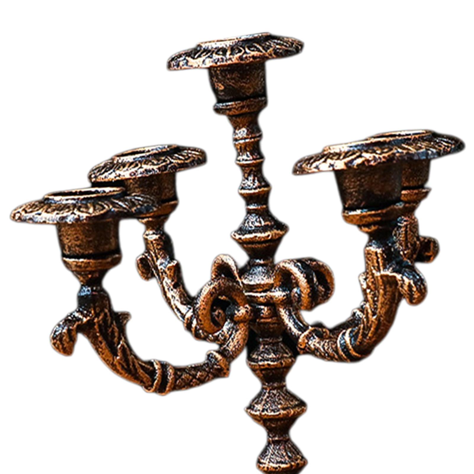 Candle Holder Taper Candle Stand Decorative Metal Candlestick for Decor 5 Heads Bronze 31cm