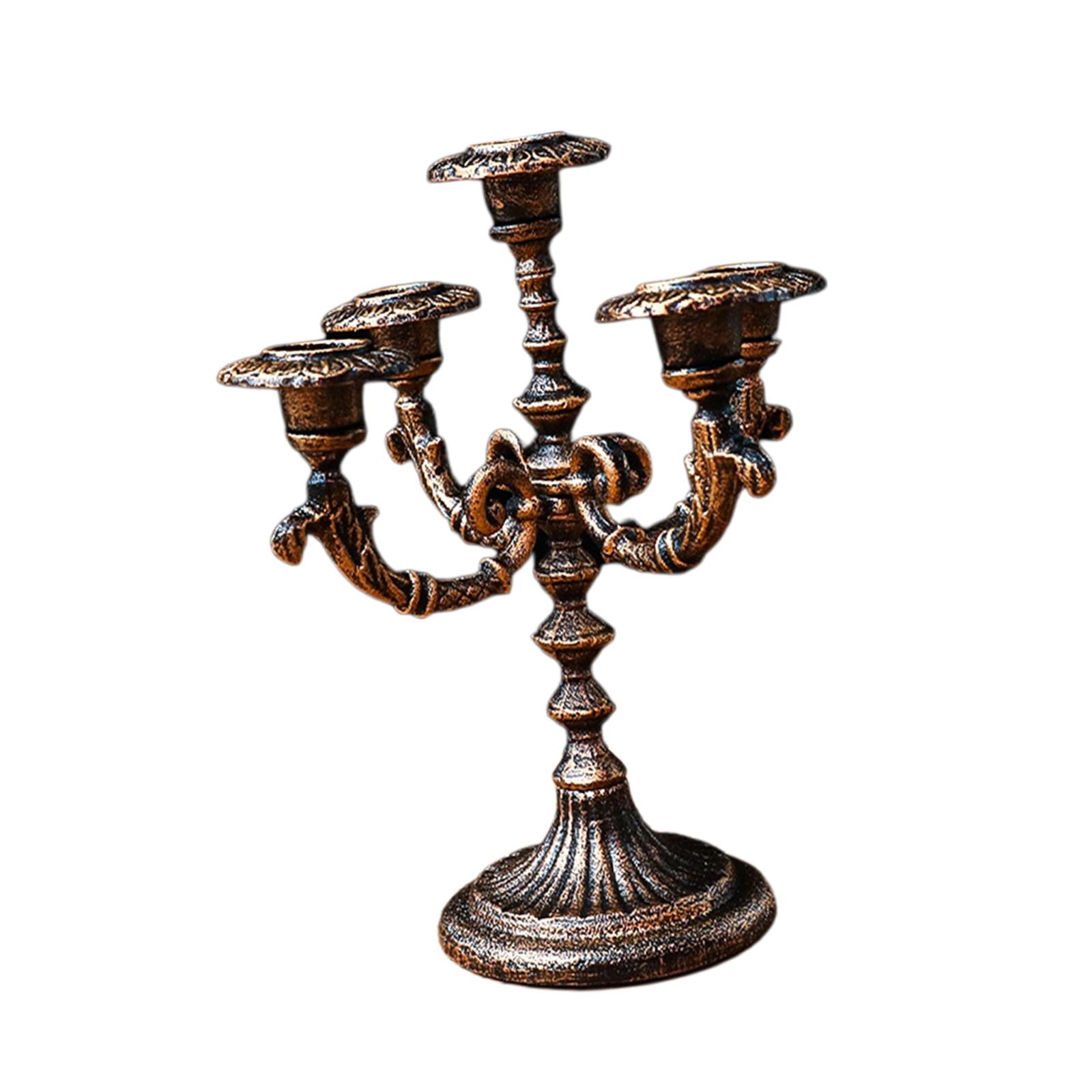 Candle Holder Taper Candle Stand Decorative Metal Candlestick for Decor 5 Heads Bronze 31cm