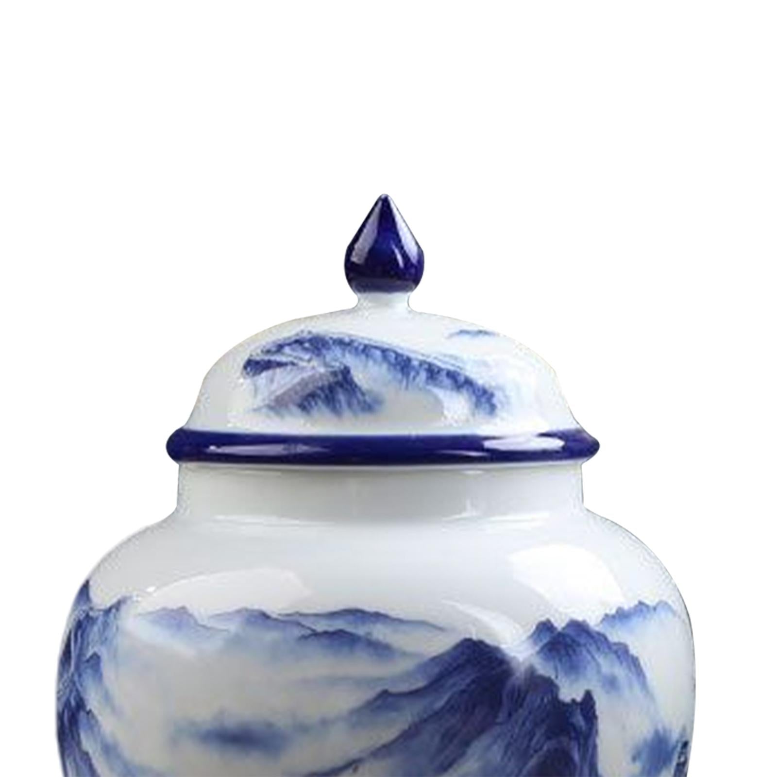 Chinese Style Porcelain Ginger Jar Decorative Ceramic Flower Vase with Lid