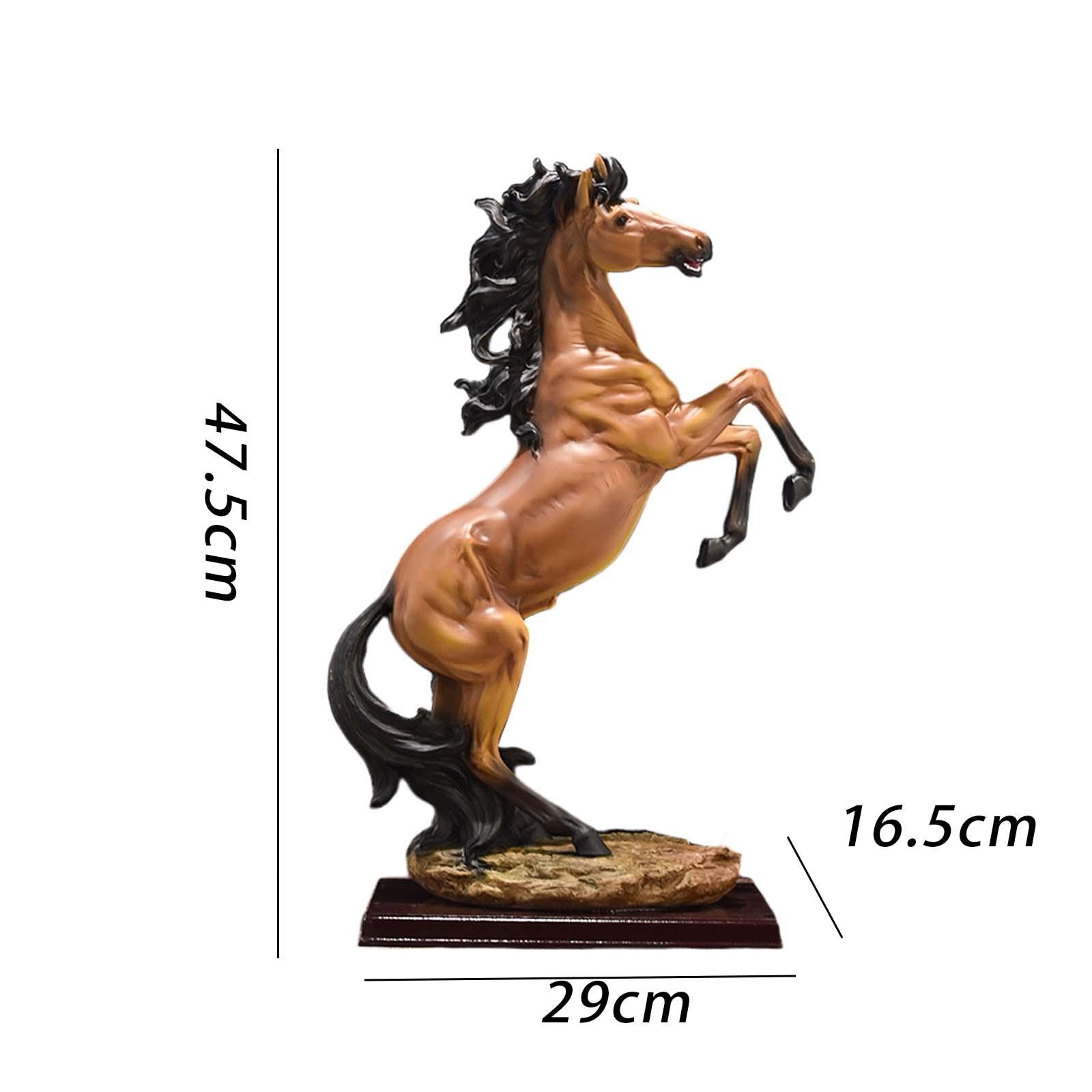 Standing Horse Statue Ornament Horse Statue Large for Desk Shelf Cabinet Brown