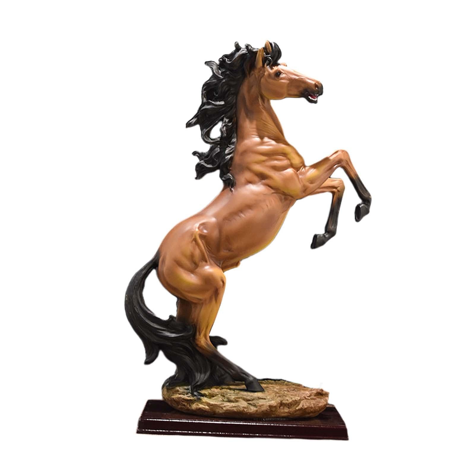 Standing Horse Statue Ornament Horse Statue Large for Desk Shelf Cabinet Brown