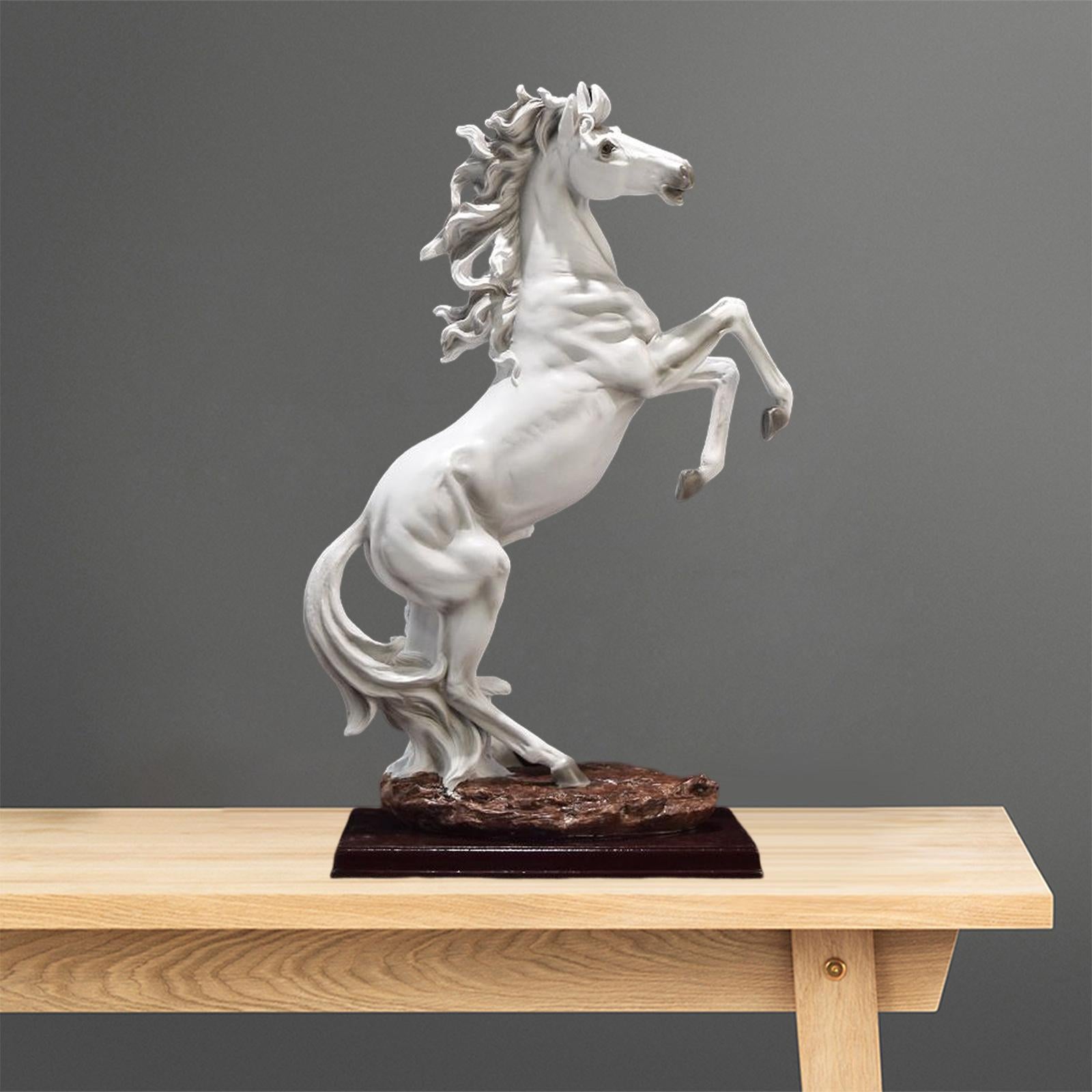 Standing Horse Statue Ornament Horse Statue Large for Desk Shelf Cabinet White