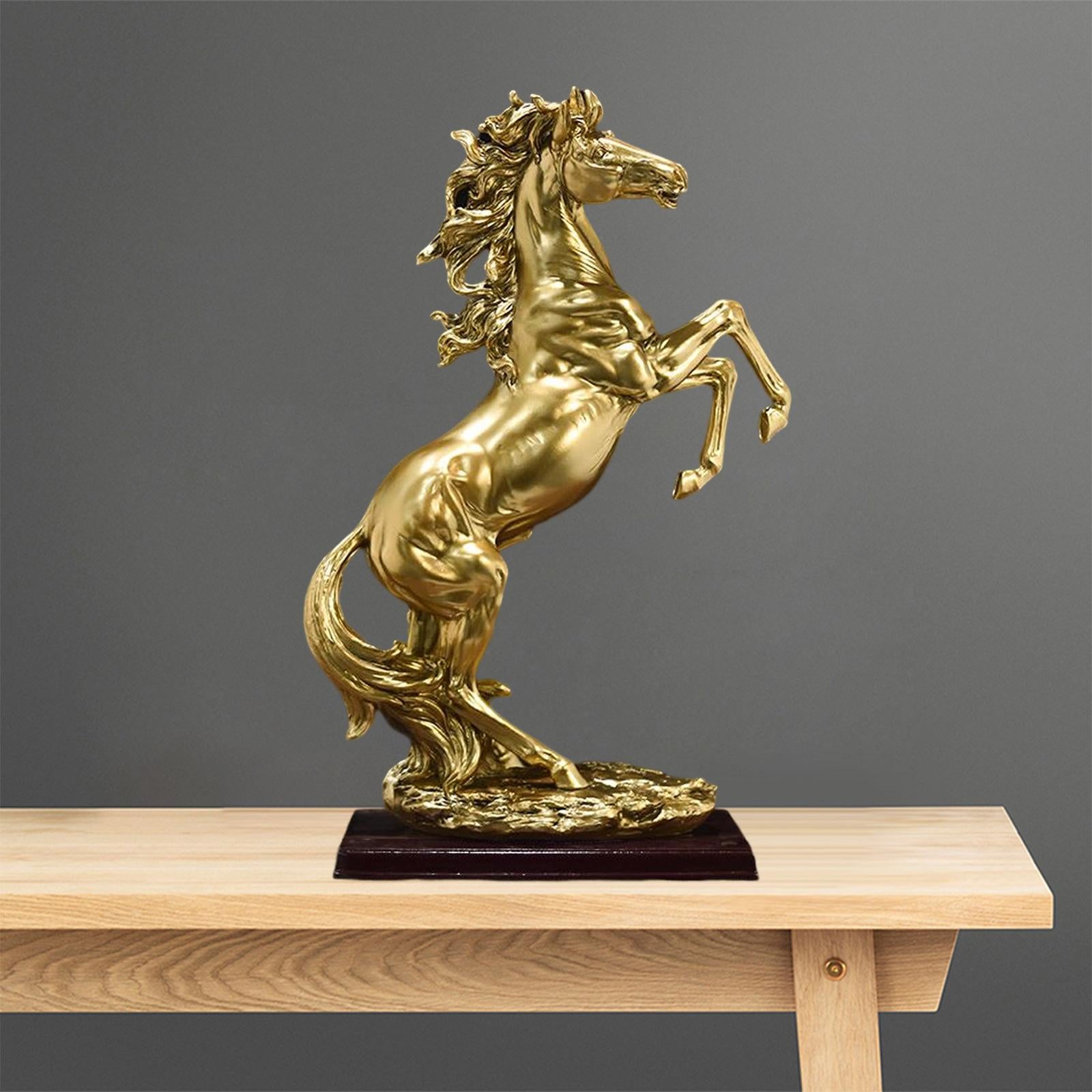 Standing Horse Statue Ornament Horse Statue Large for Desk Shelf Cabinet Aureate