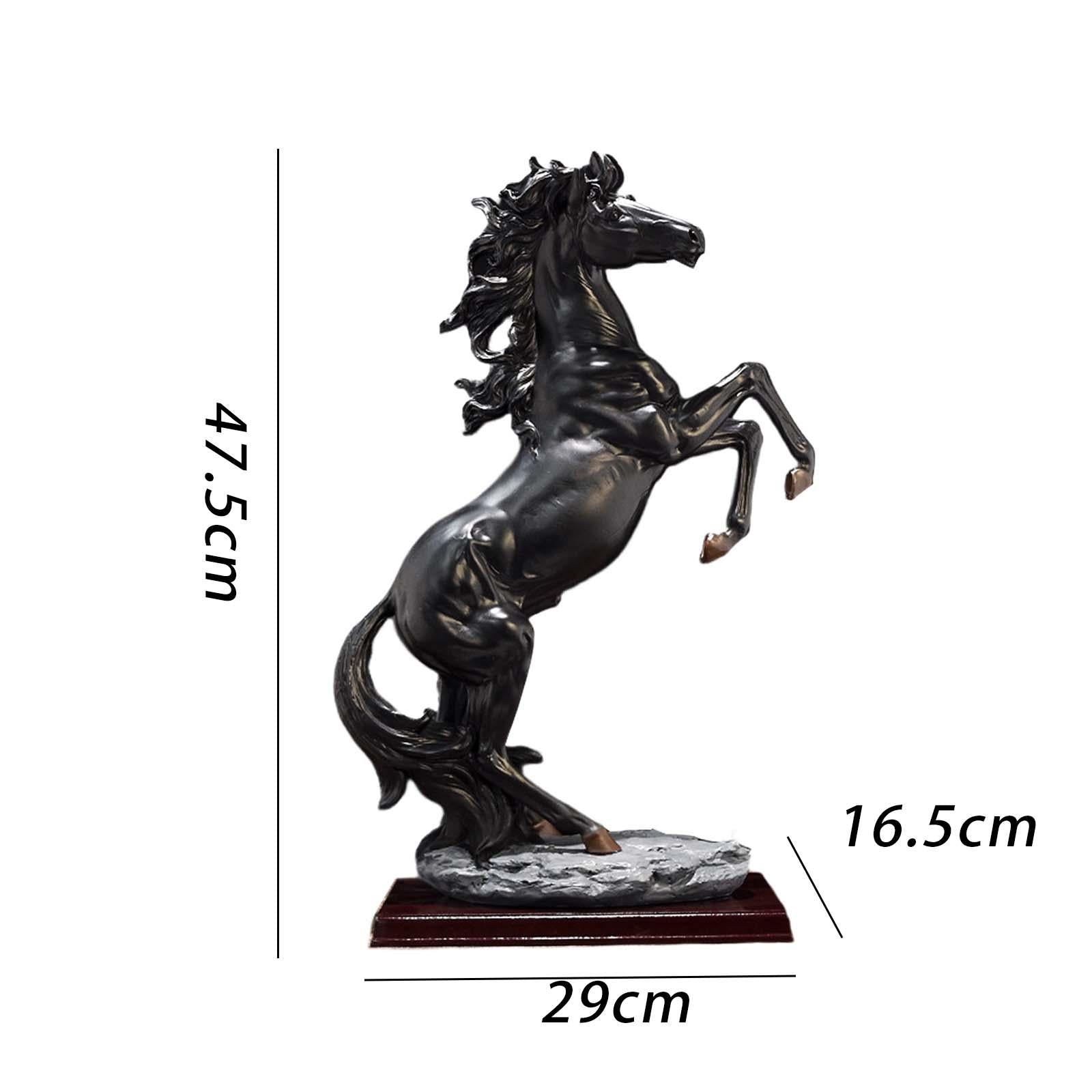 Standing Horse Statue Ornament Horse Statue Large for Desk Shelf Cabinet Black