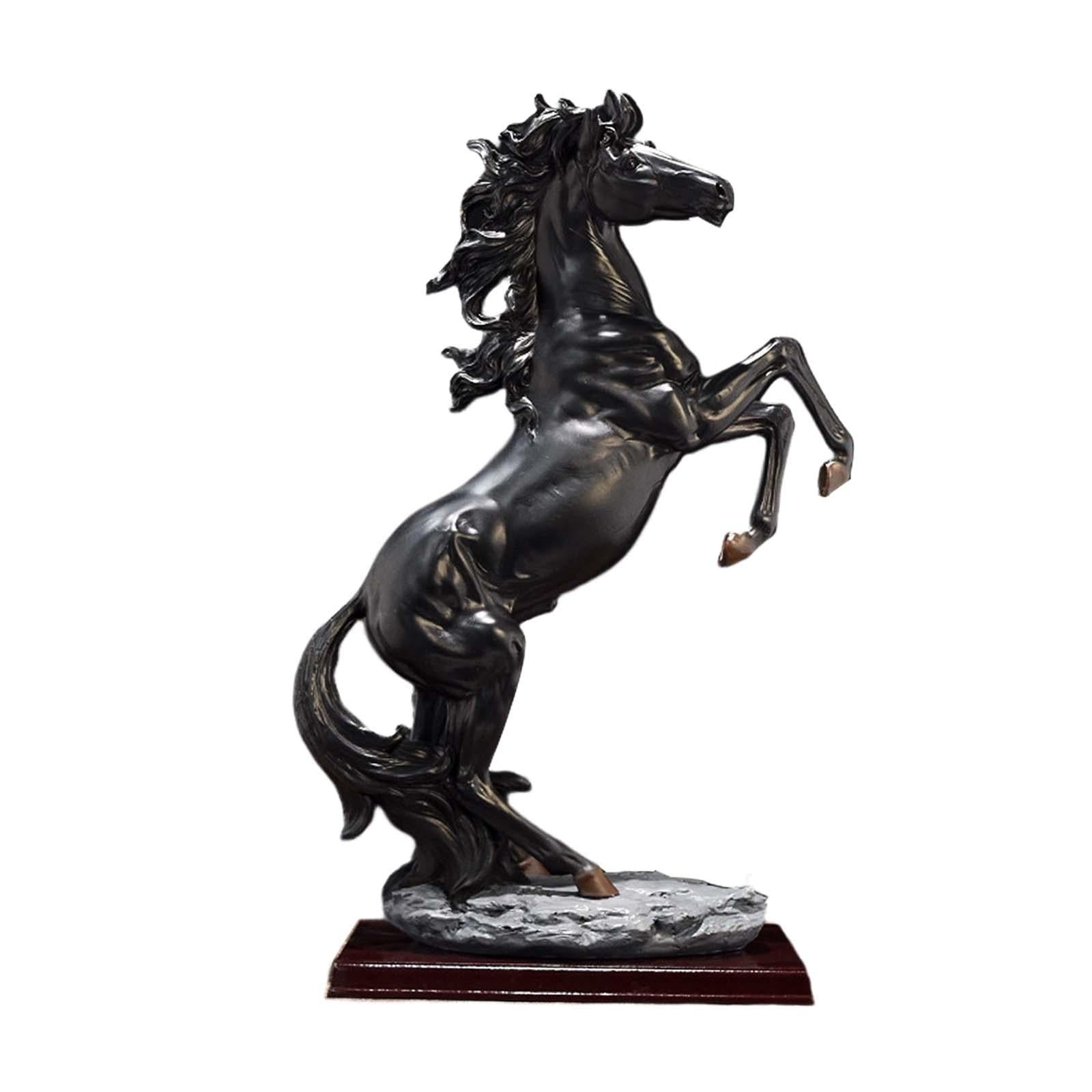 Standing Horse Statue Ornament Horse Statue Large for Desk Shelf Cabinet Black