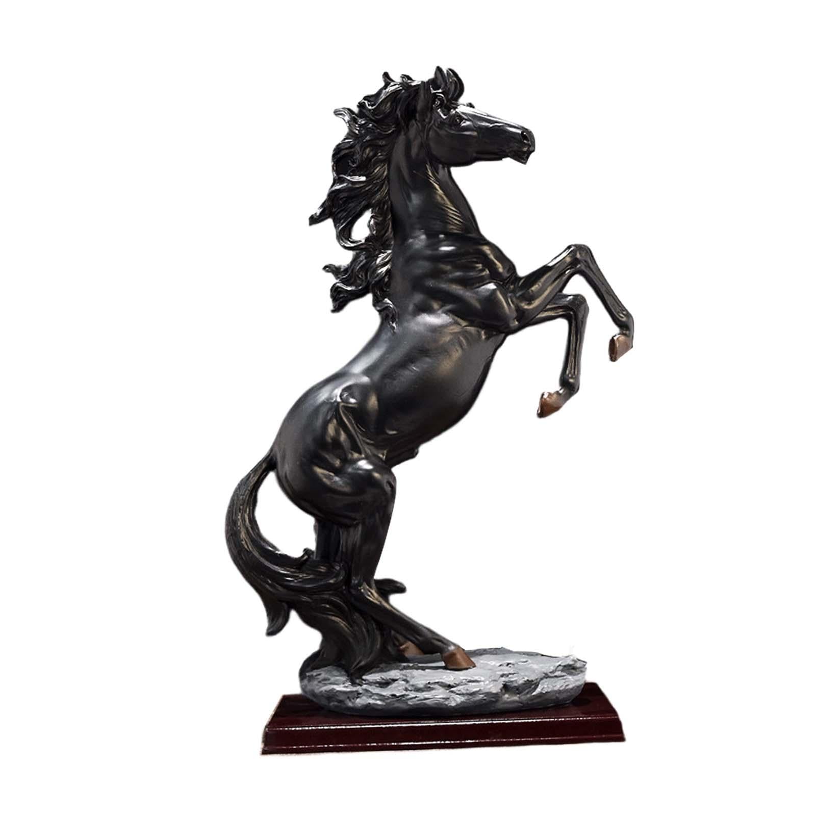 Standing Horse Statue Ornament Horse Statue Large for Desk Shelf Cabinet Black