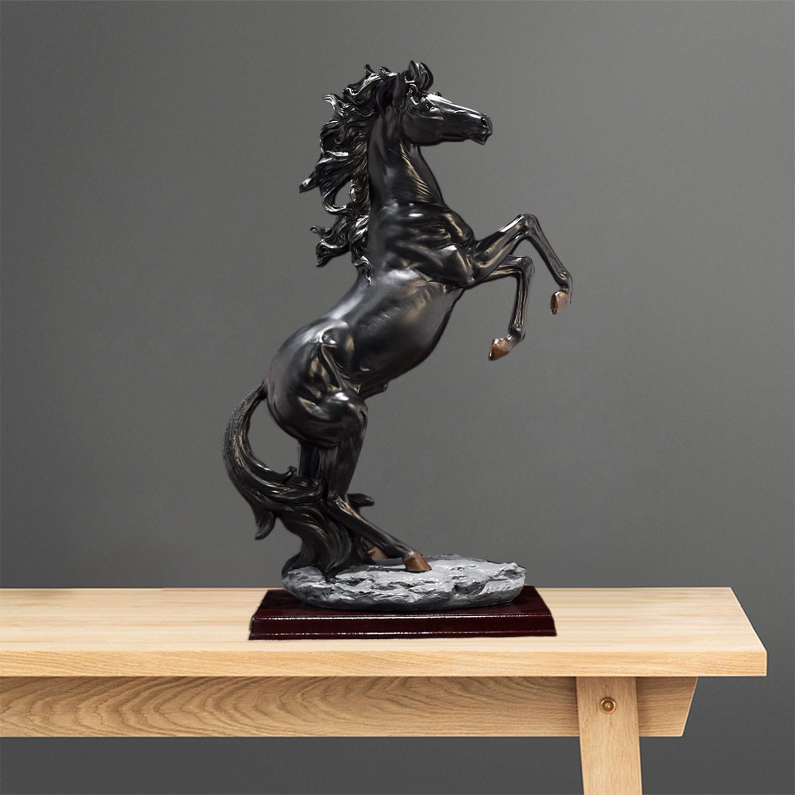 Standing Horse Statue Ornament Horse Statue Large for Desk Shelf Cabinet Black