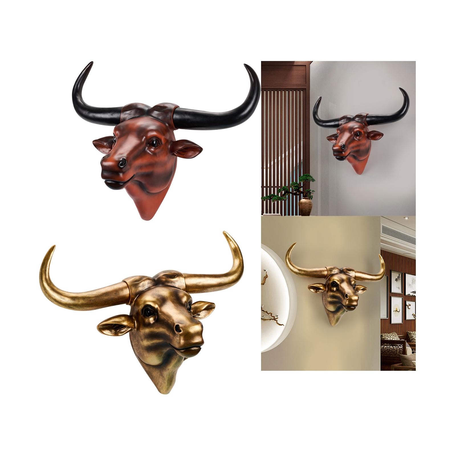 Simulation 3D Animal Cow Skull Vintage Style for Housewarming Cabinet Office Brown