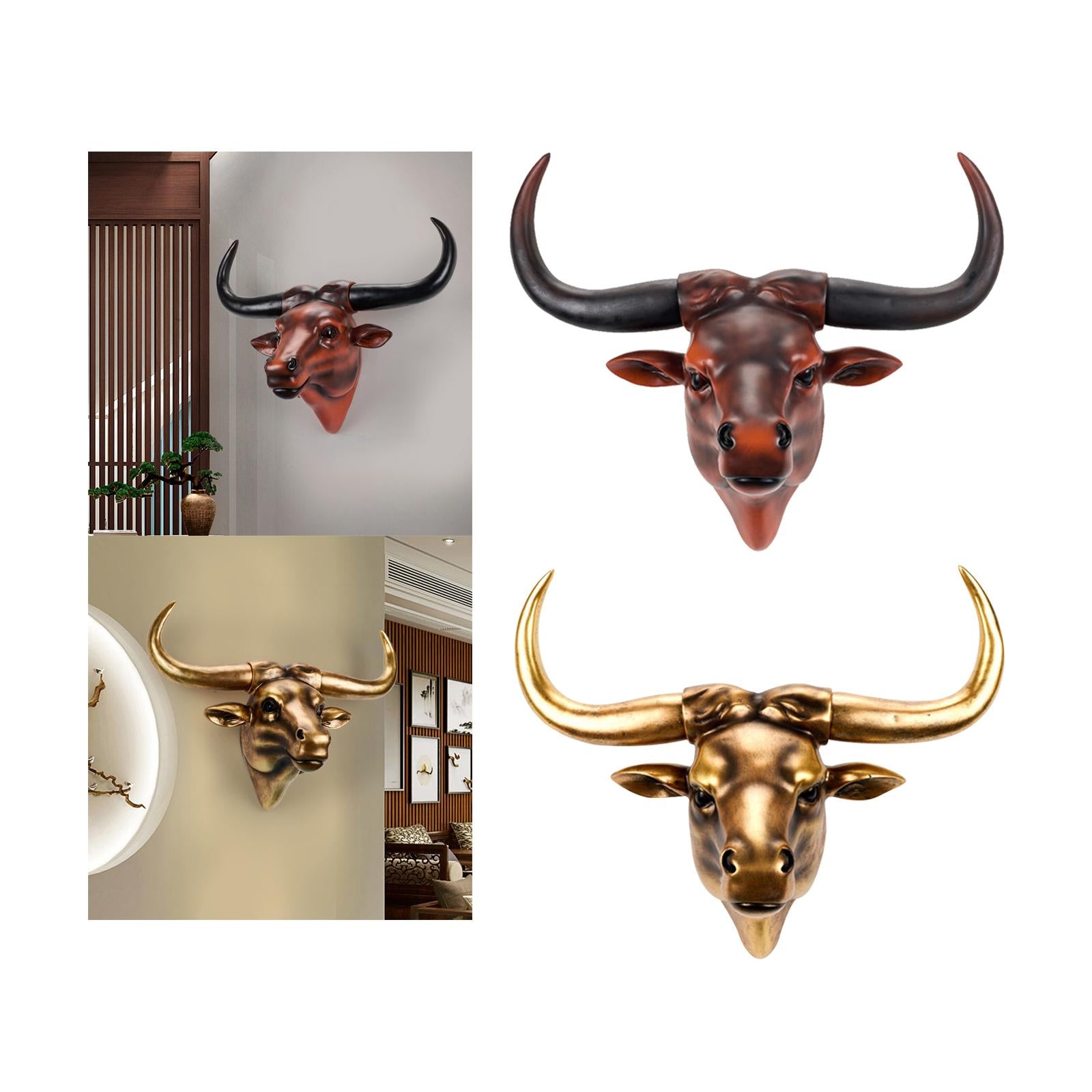 Simulation 3D Animal Cow Skull Vintage Style for Housewarming Cabinet Office Brown