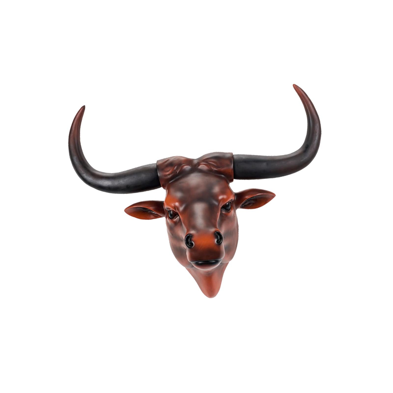 Simulation 3D Animal Cow Skull Vintage Style for Housewarming Cabinet Office Brown