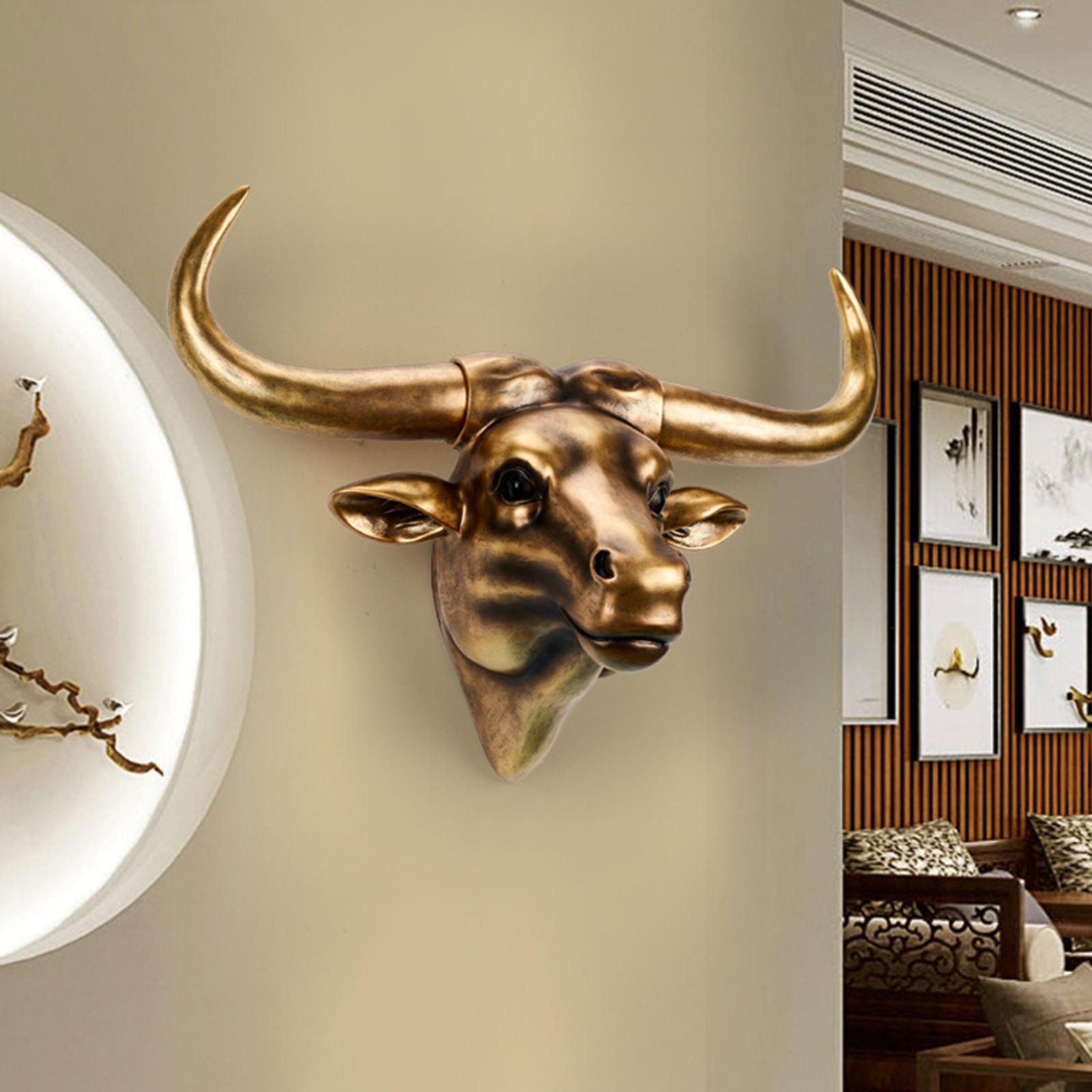 Simulation 3D Animal Cow Skull Vintage Style for Housewarming Cabinet Office Aureate