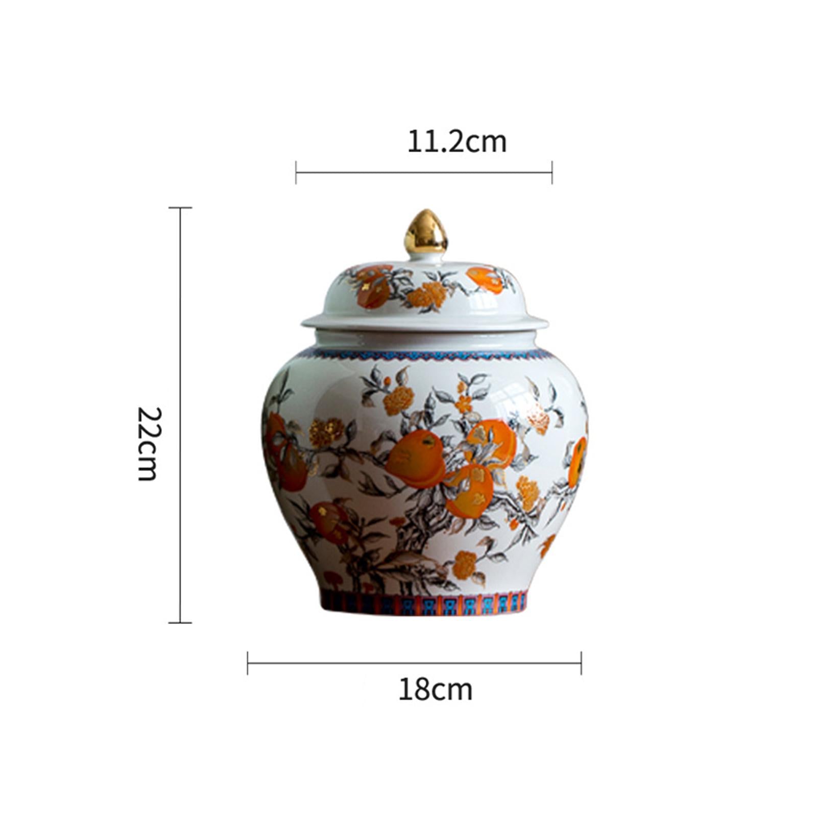 Porcelain Ginger Jar Food Storage Jar Modern with Lid Temple Jar Flower Vase L