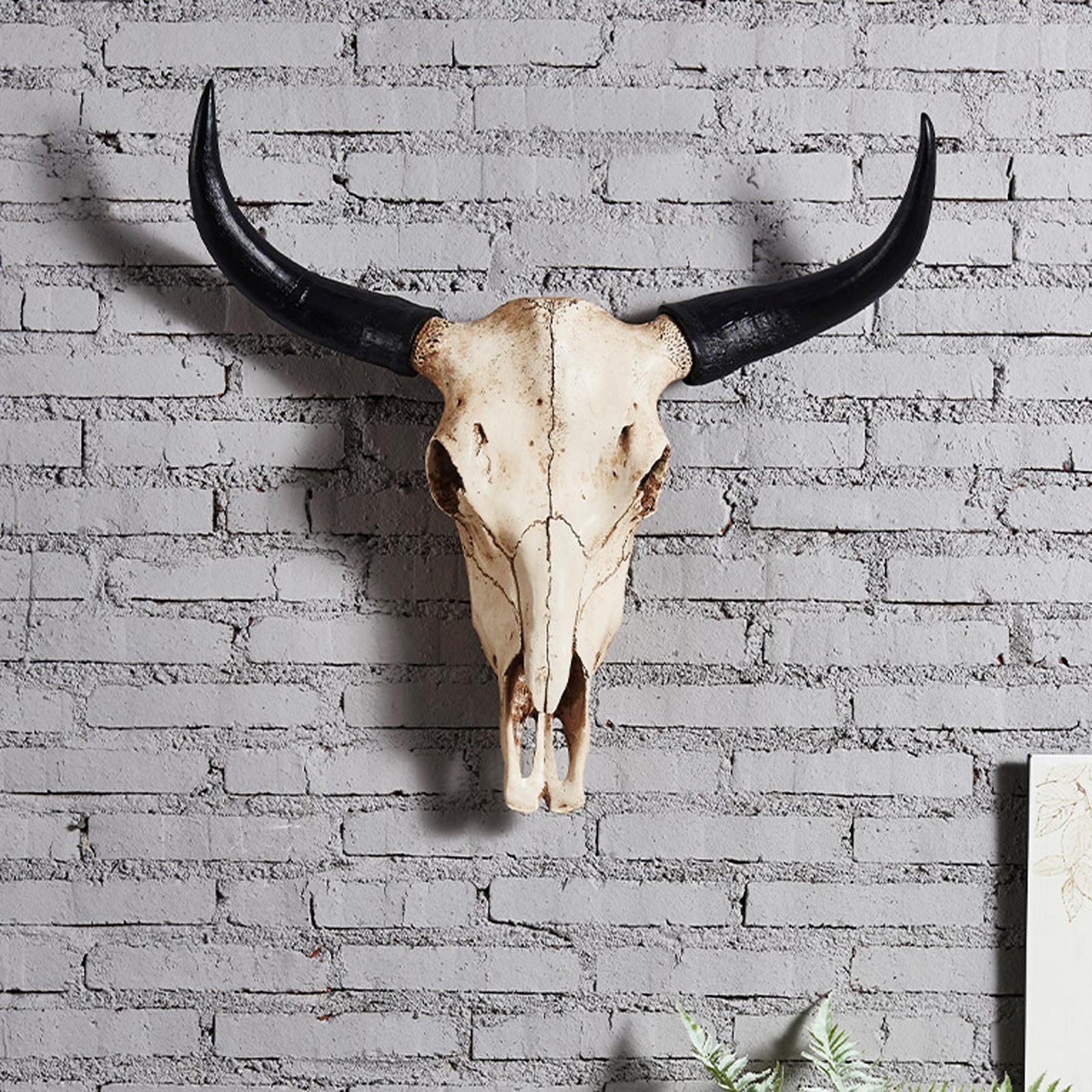 Bull Skull Sculpture Wall Hanging Art Crafts Resin Animals Head Cow Skull