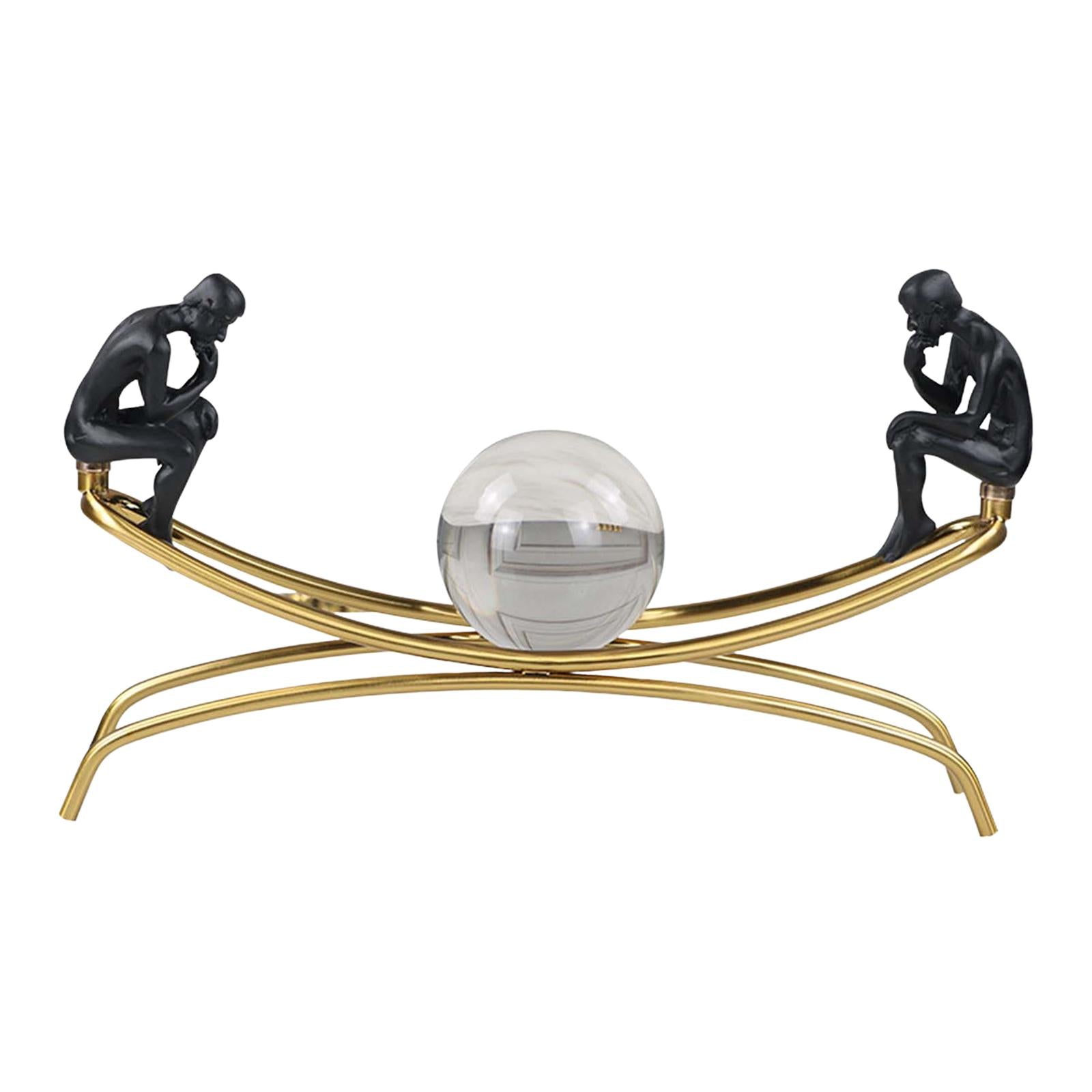 Ball Decoration Metal Rack Abstract Thinker Figurine for Entry Bar Bookshelf