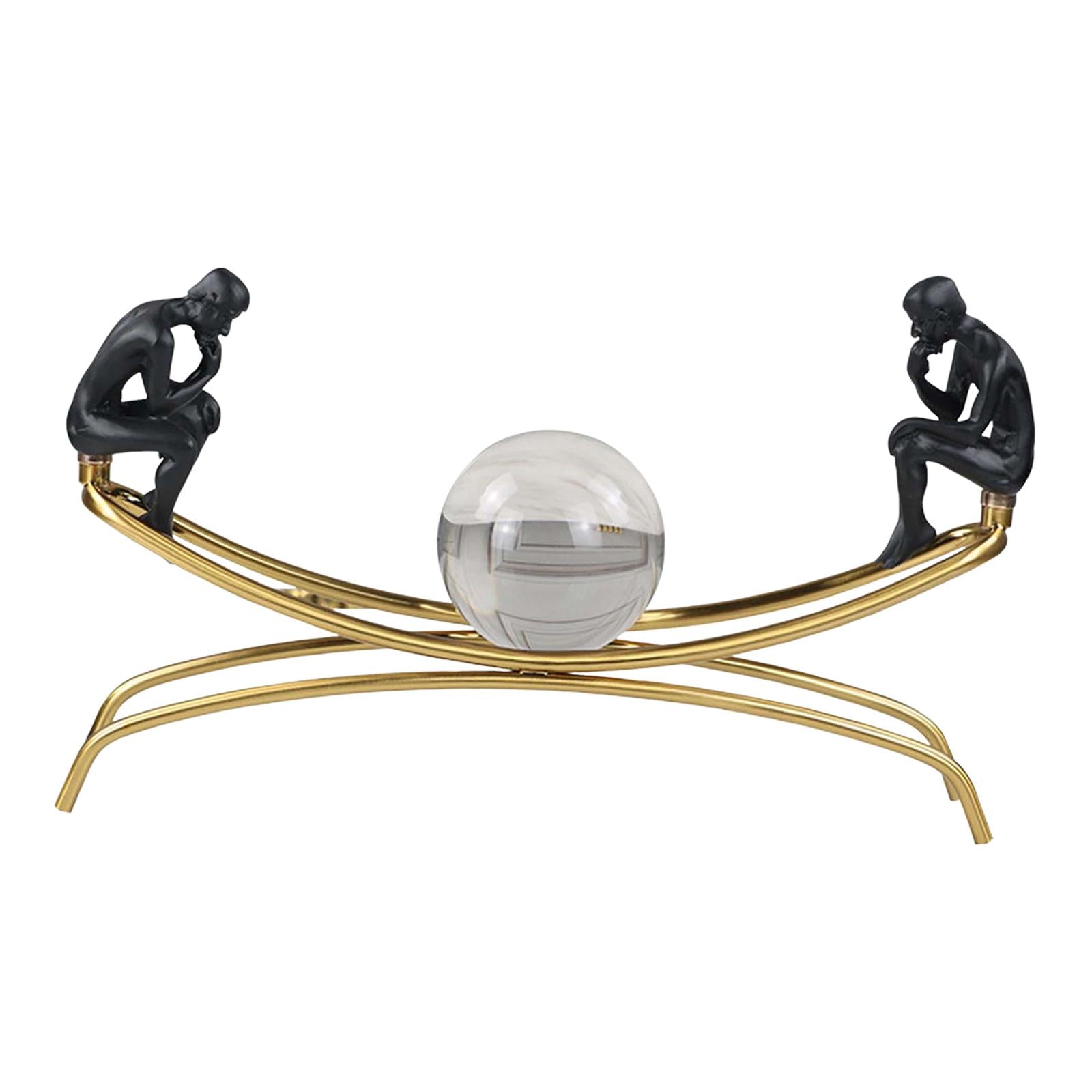 Ball Decoration Metal Rack Abstract Thinker Figurine for Entry Bar Bookshelf