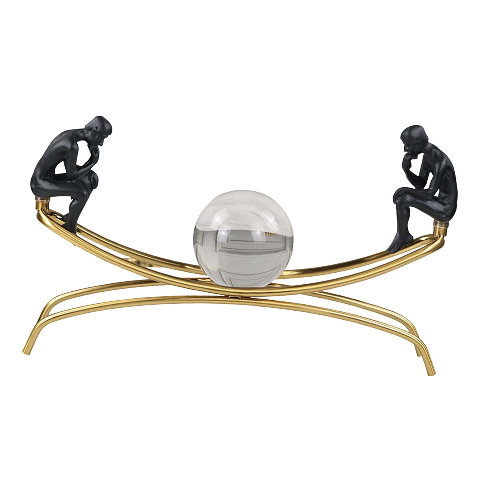 Ball Decoration Metal Rack Abstract Thinker Figurine for Entry Bar Bookshelf