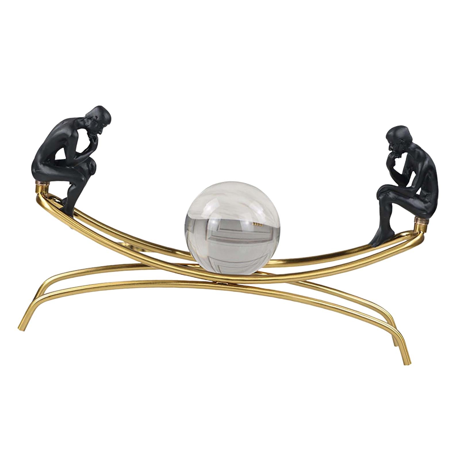 Ball Decoration Metal Rack Abstract Thinker Figurine for Entry Bar Bookshelf