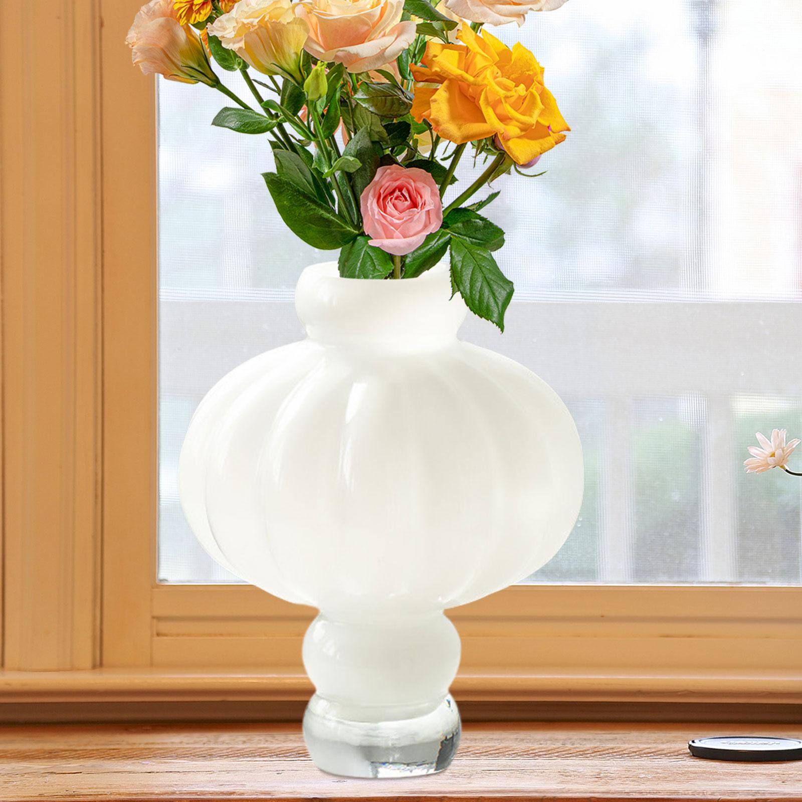 Flower Vase Modern Hydroponic Vase for Table Centerpiece Living Room Bedroom White 23x27.5x9.5cm