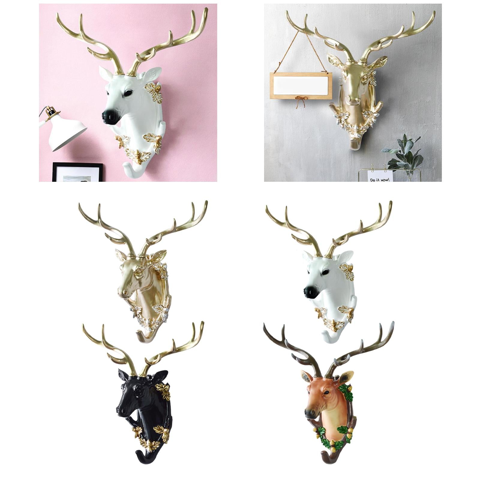 Deer Head Wall Decor Bedroom Dinning Room Party Holiday Resin Wall Sculpture Aureate 49cm