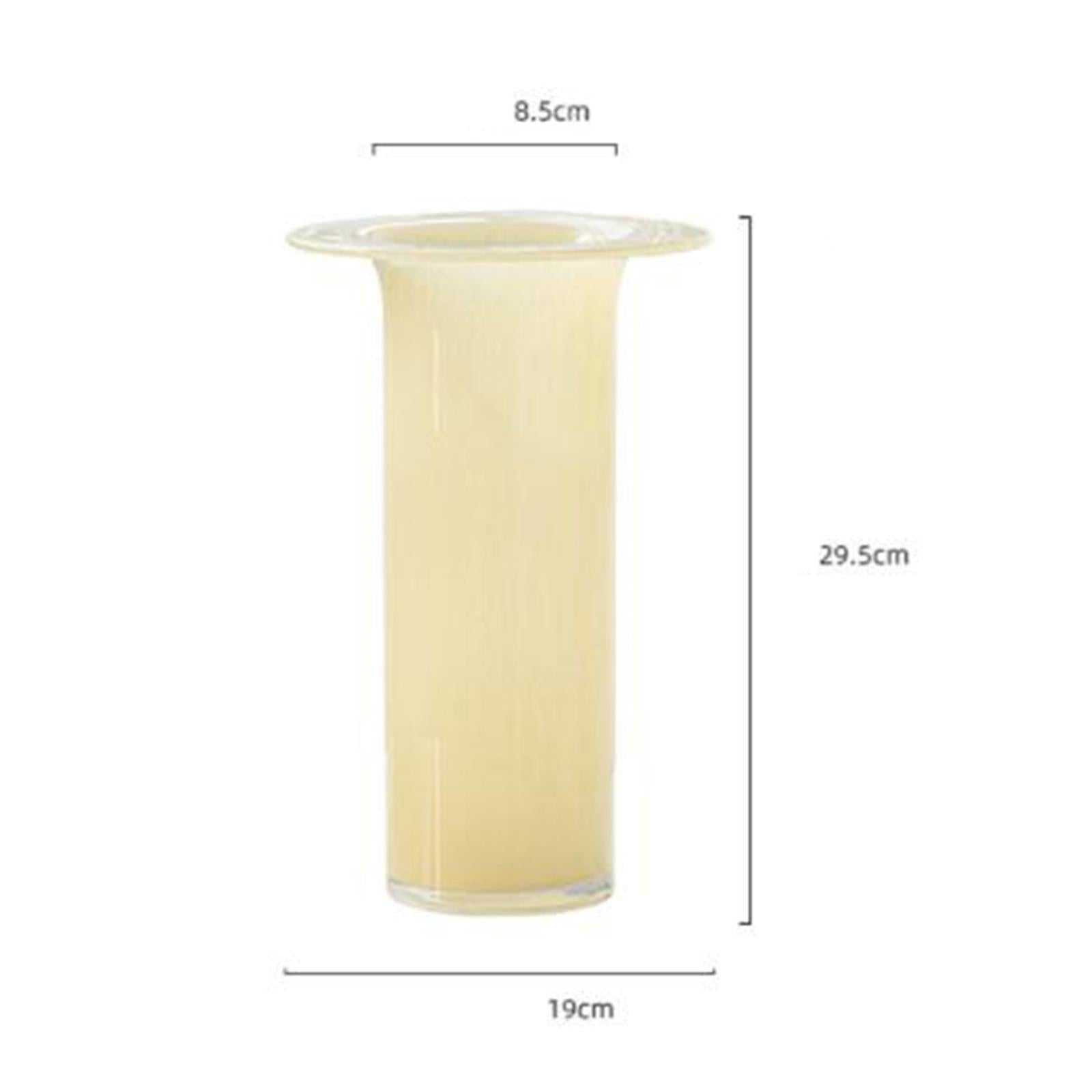 Glass Vases Decor Simple Tabletop Flowerpot for Cabinet Drawing Room Wedding Yellow 19cmx29.5cm