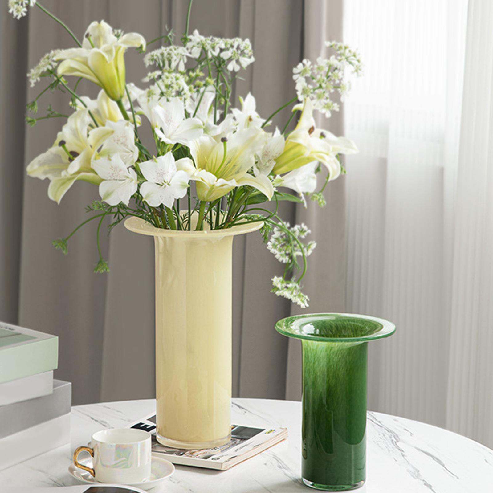 Glass Vases Decor Simple Tabletop Flowerpot for Cabinet Drawing Room Wedding Green 19cmx29.5cm