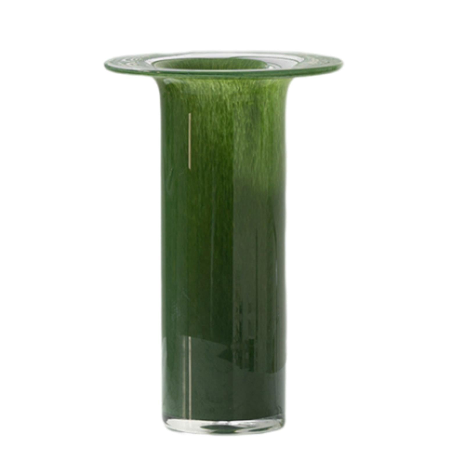 Glass Vases Decor Simple Tabletop Flowerpot for Cabinet Drawing Room Wedding Green 19cmx29.5cm