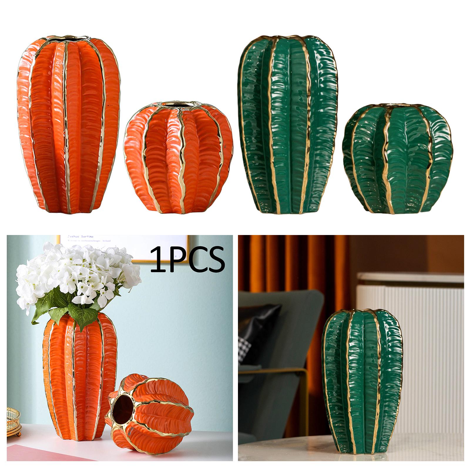 Ceramic Flower Vase Star Fruit Shape Vase for Party Bedroom Table Orange Tall Style