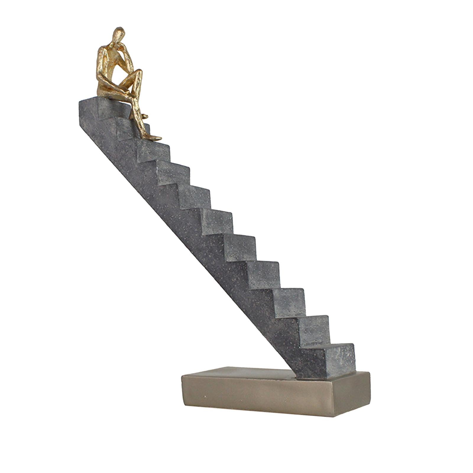 Thinker Figurine Simple Creative Stairs Figurine for Home Studio Mantelpiece