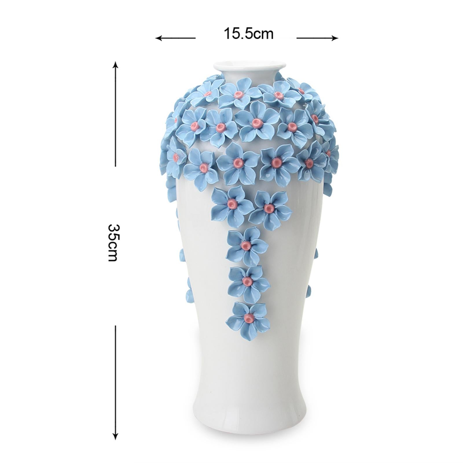 Modern Dried Flower Vase Home Decoration Vase for Wedding Entryway Fireplace Blue Large