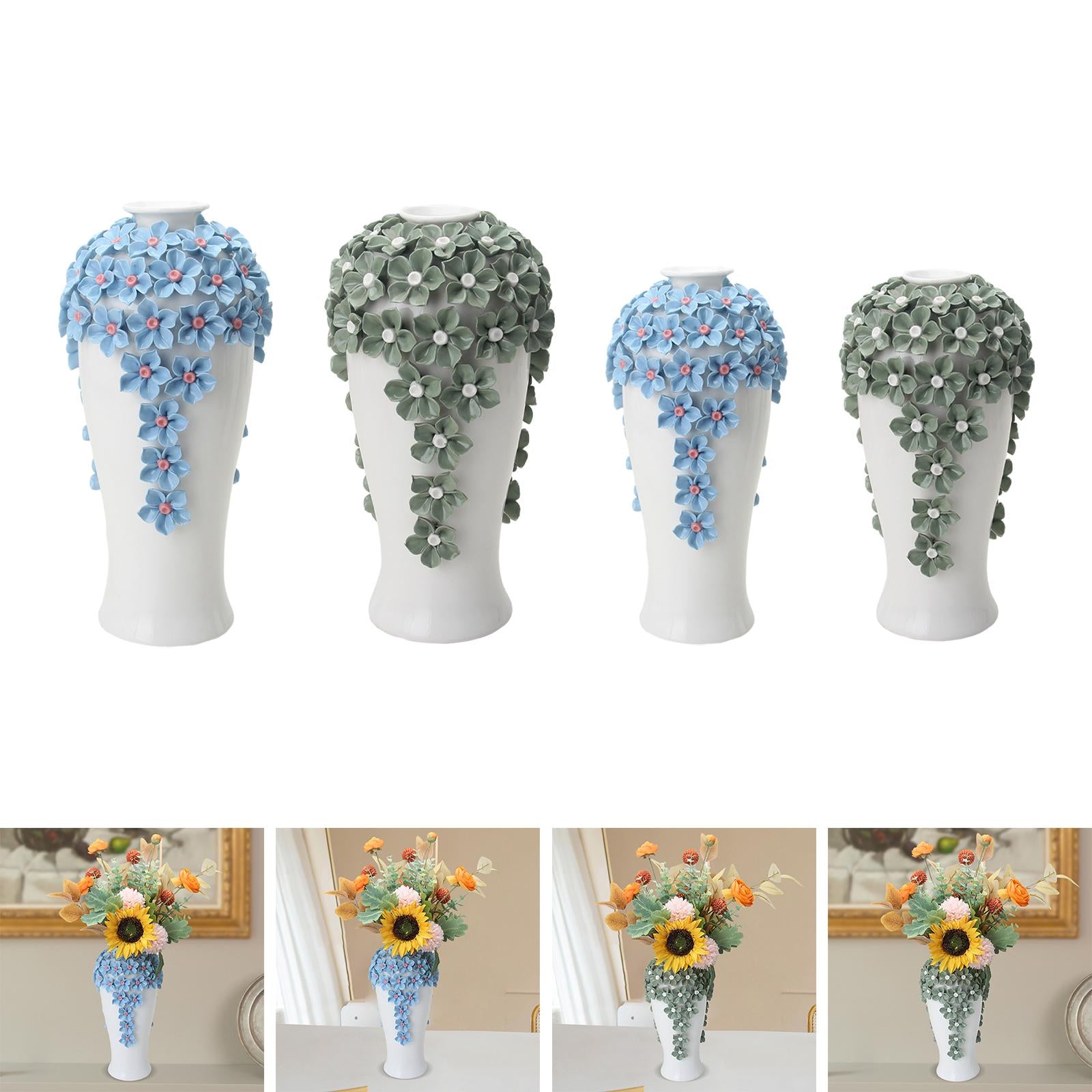 Modern Dried Flower Vase Home Decoration Vase for Wedding Entryway Fireplace Blue Large