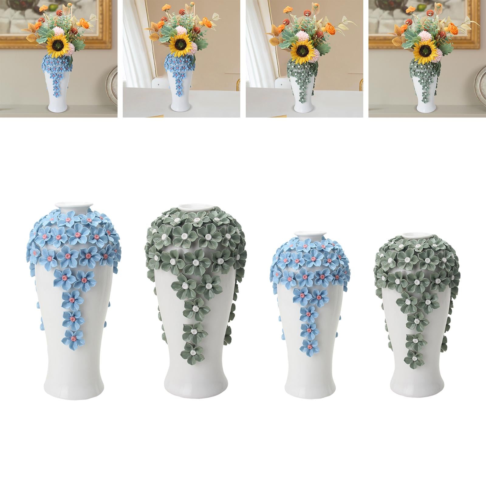 Modern Dried Flower Vase Home Decoration Vase for Wedding Entryway Fireplace Blue Large