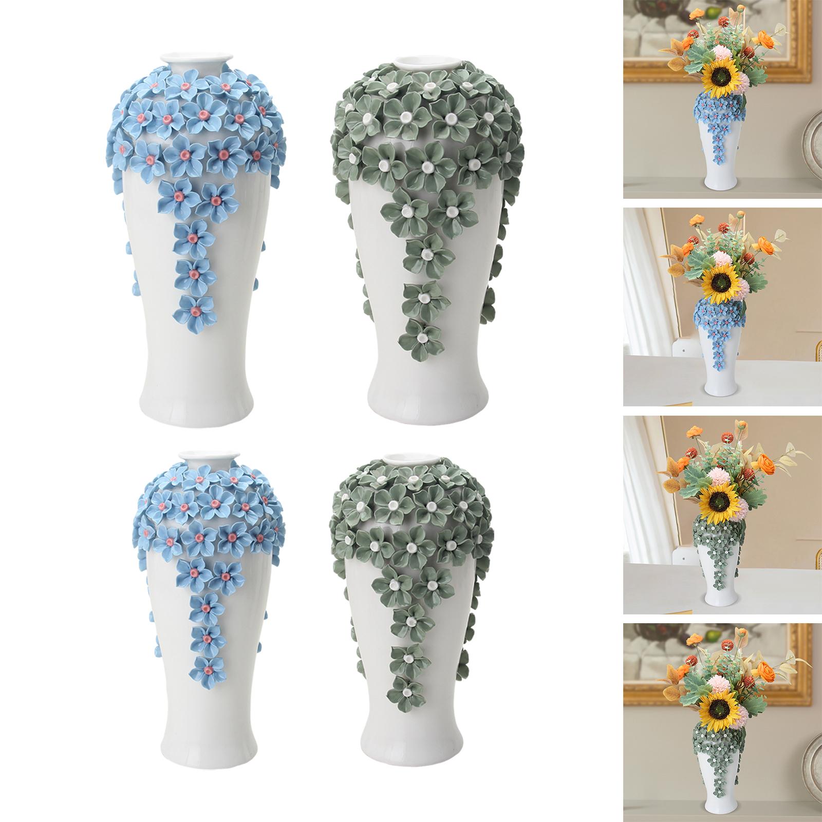 Modern Dried Flower Vase Home Decoration Vase for Wedding Entryway Fireplace Blue Large