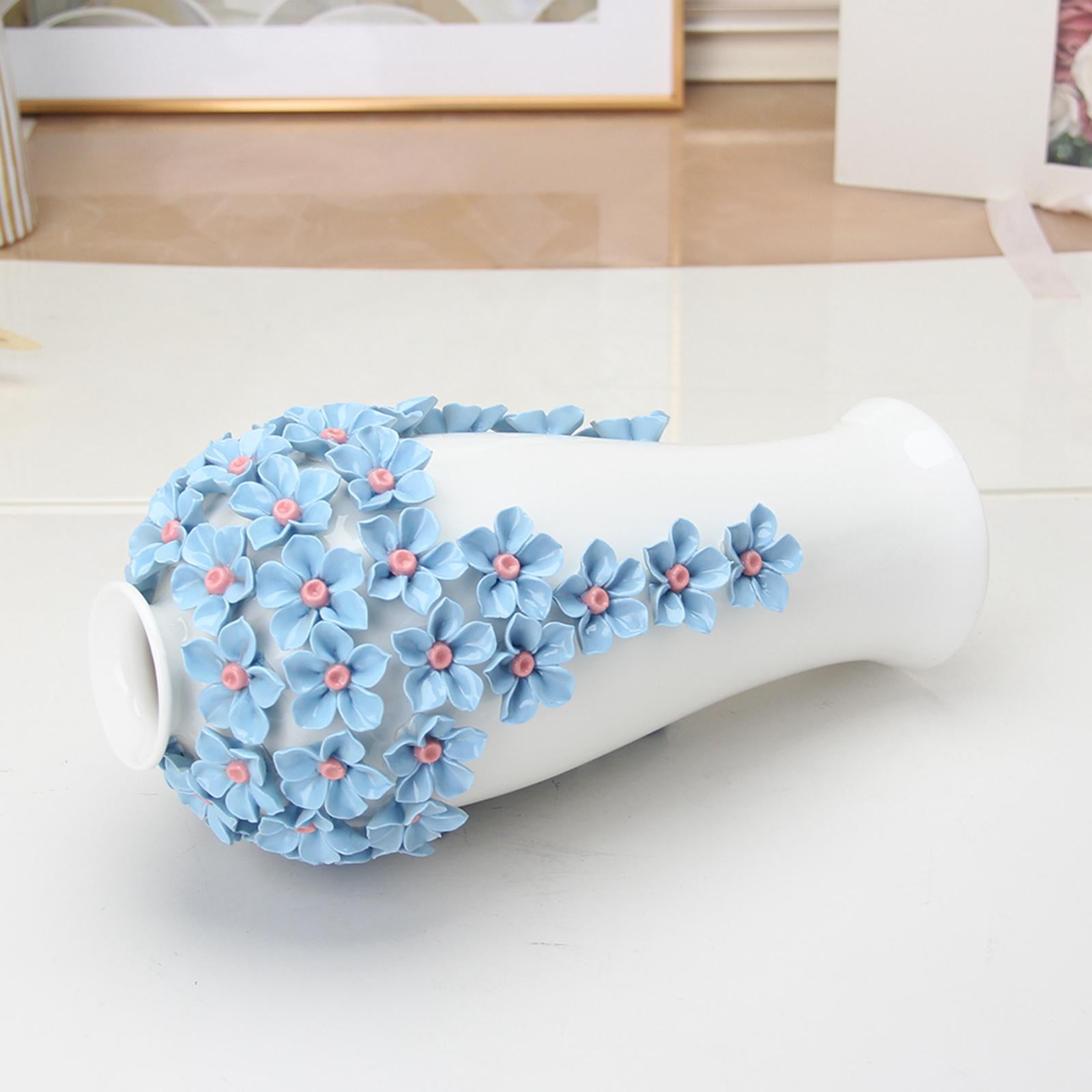 Modern Dried Flower Vase Home Decoration Vase for Wedding Entryway Fireplace Blue S